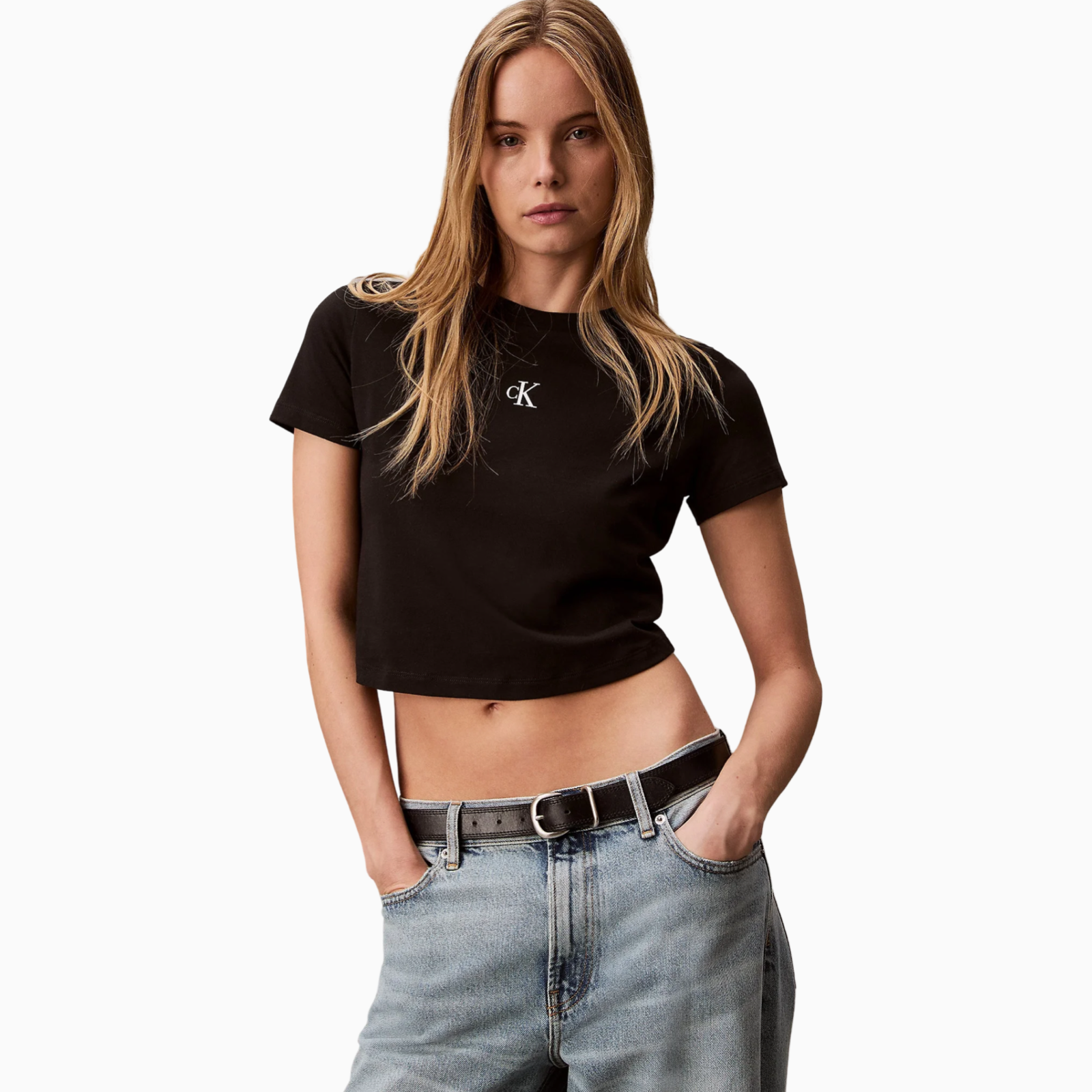 Дамска черна тениска Calvin Klein Jeans Women T-shirt LV047AB213 UB1 Front View