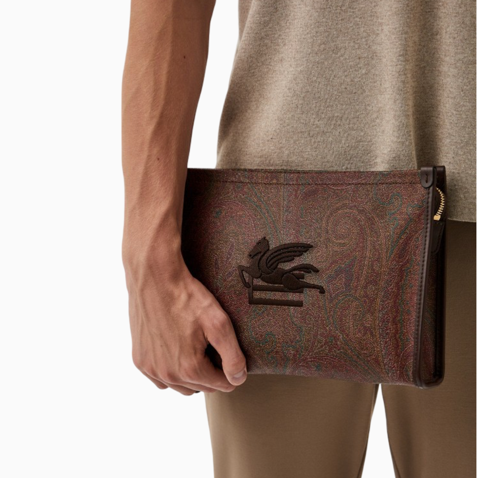 Etro Arnica Pouch With Pegaso Clutch Bag MP2C0011AA012 M0019 Hand View