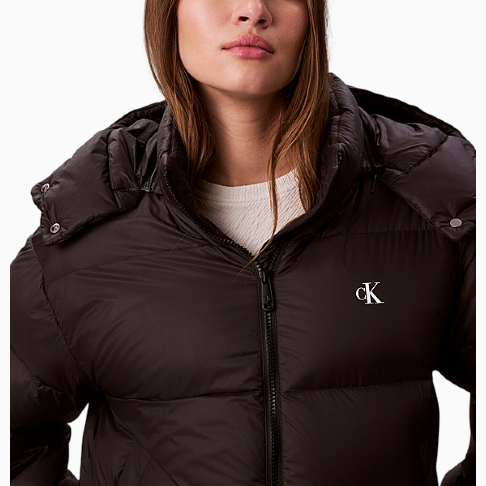 Дамско черно яке Calvin Klein Jeans LV047D501G Women Jacket Close-Up
