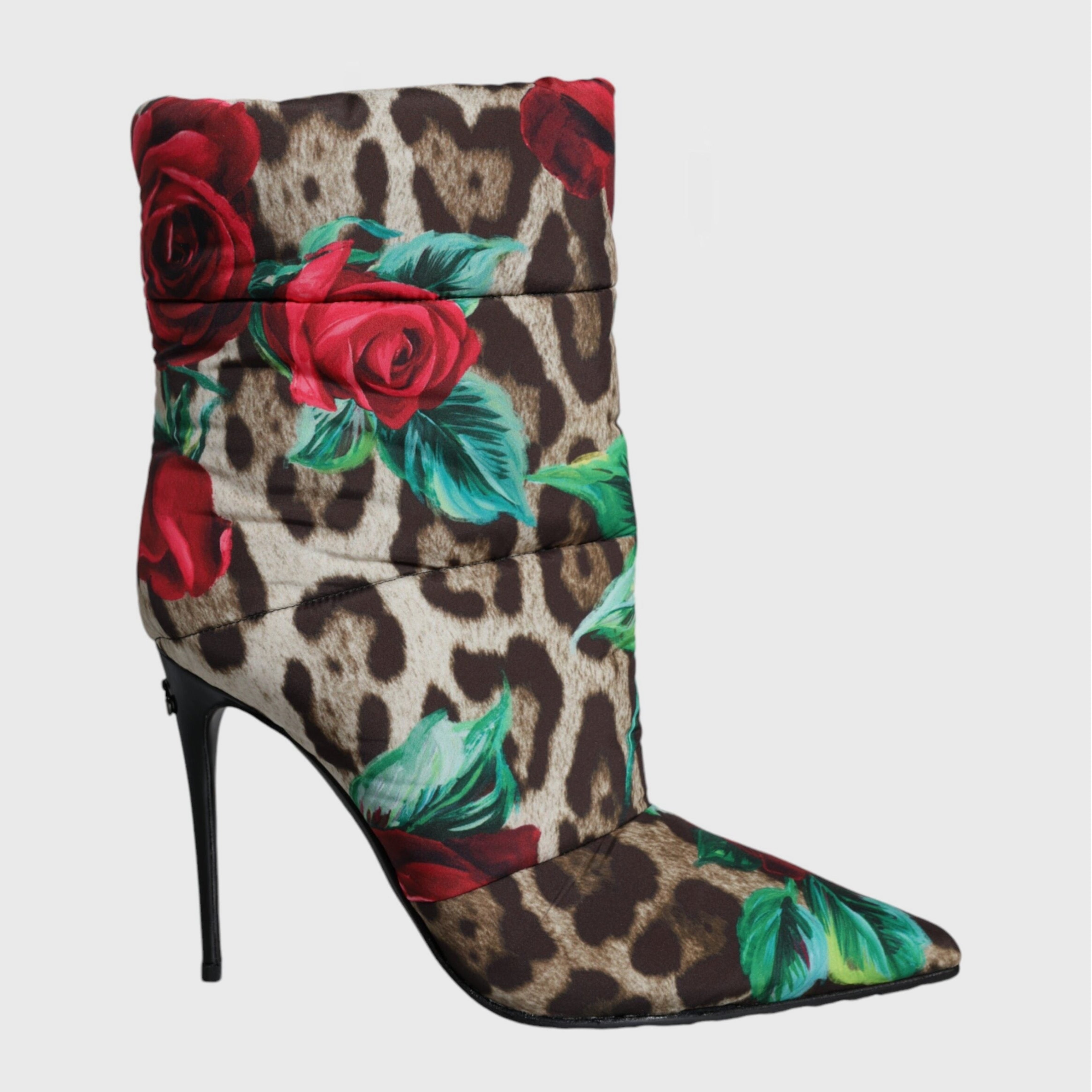 Дамски боти на висок ток с принт на леопард и рози DOLCE & GABBANA
Women’s Luxury Leopard and Roses Ankle Boots