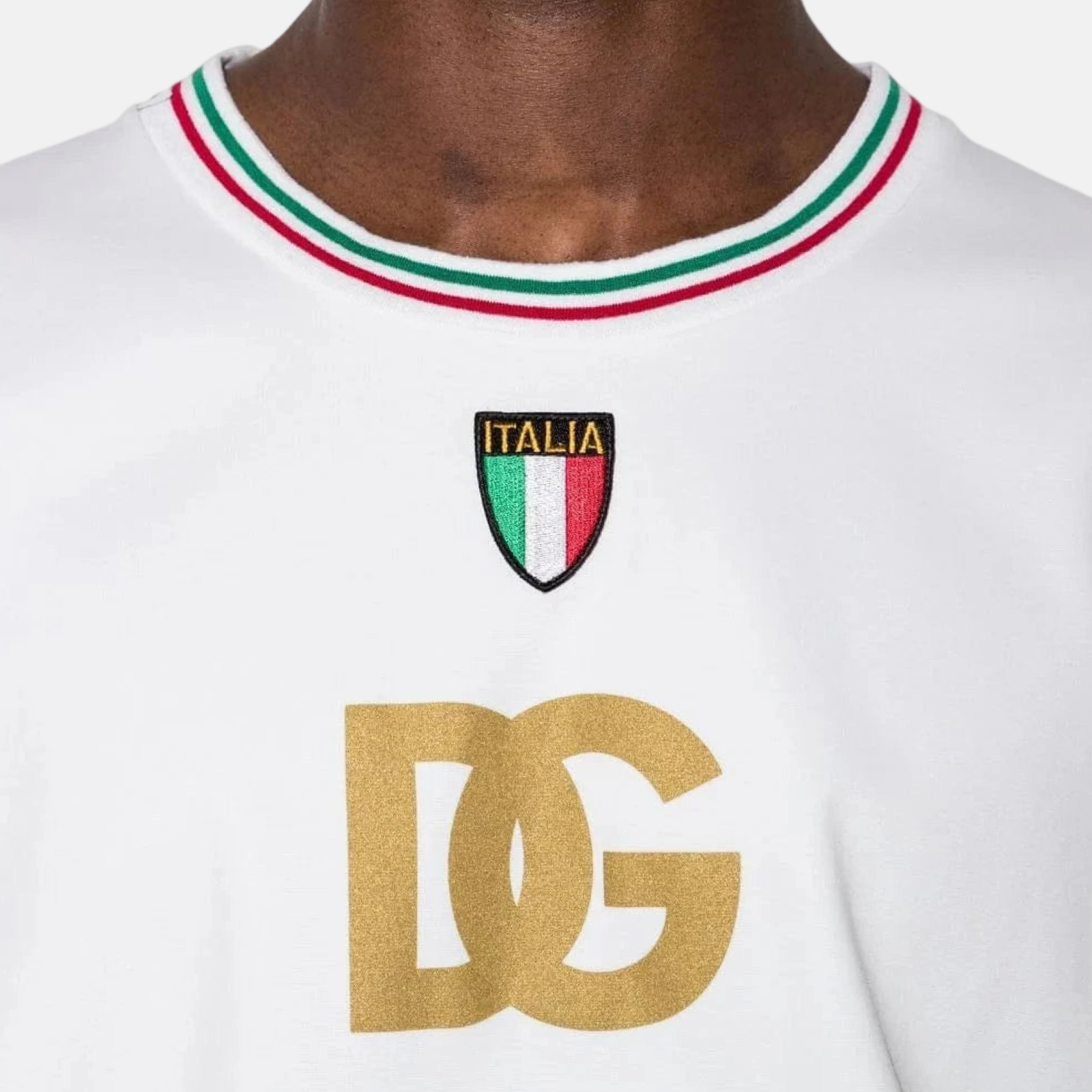 Мъжка бяла тениска Dolce & Gabbana Scudetto Patch Men T-shirt