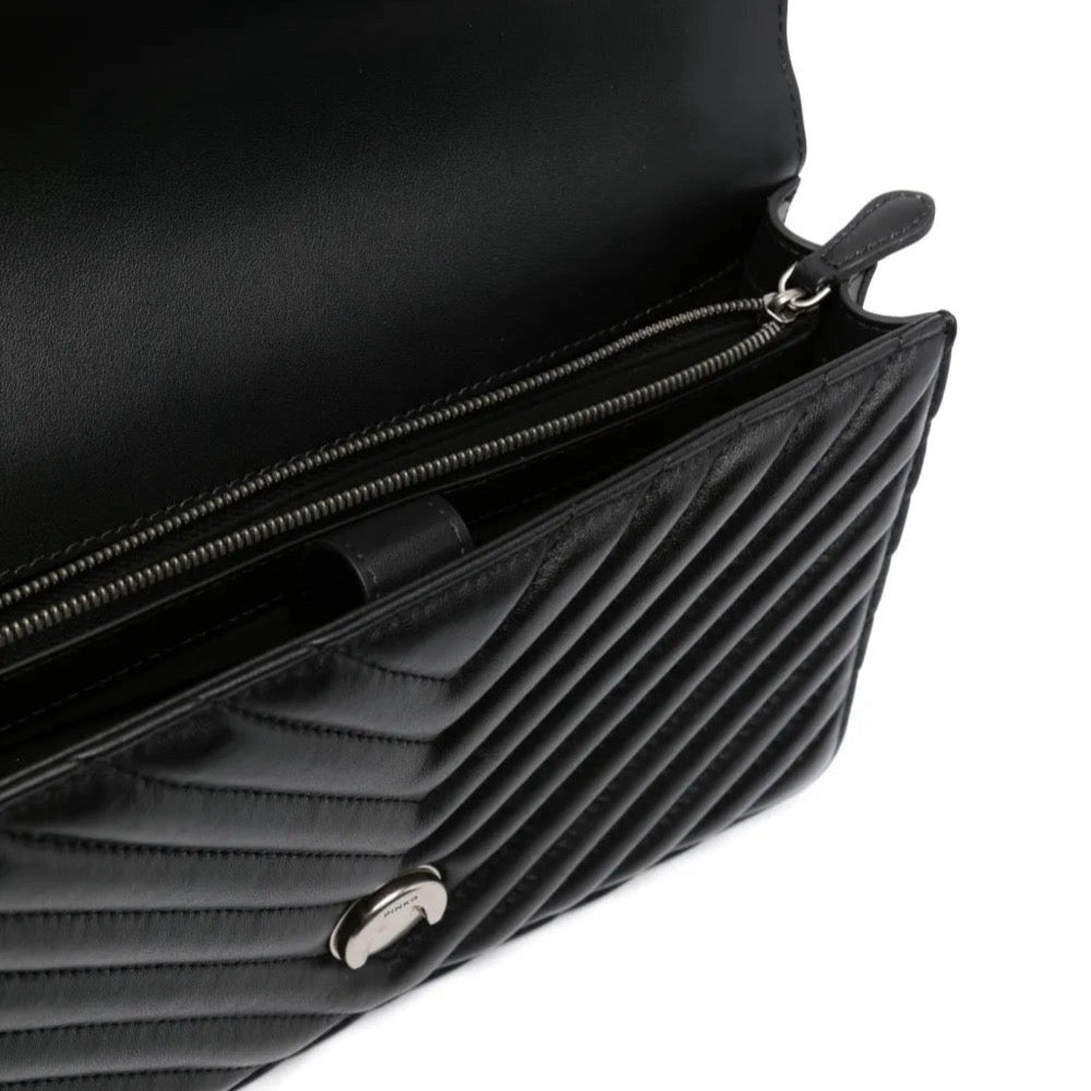 Black women’s bag Pinko дамска черна чанта 100941A0GK Z99O Inside view