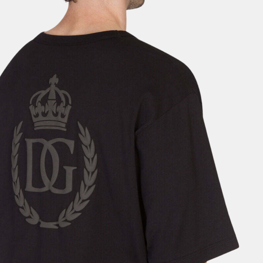 Dolce & Gabbana Black Logo Embossed Crew Neck Short Sleeves T-shirt
