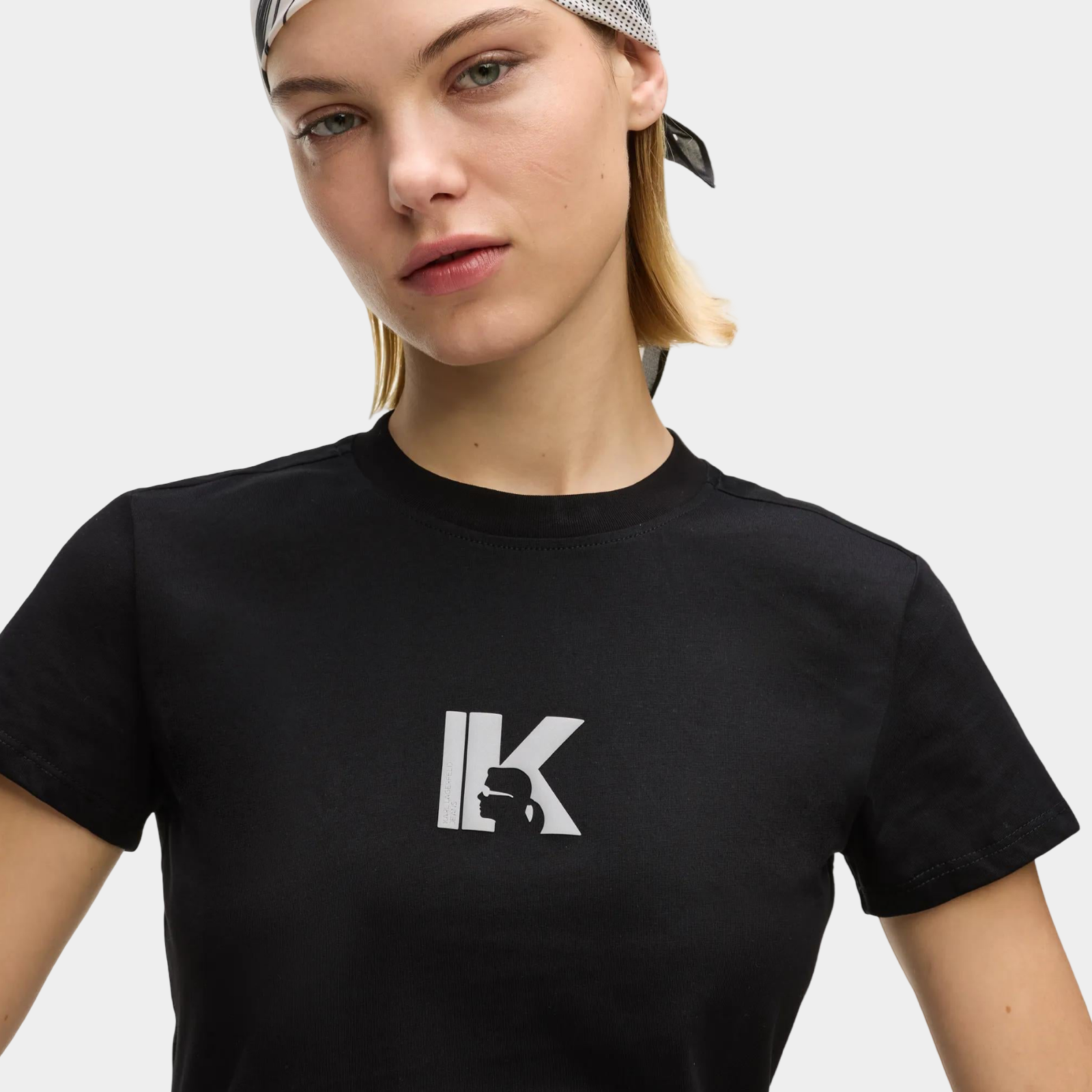 Дамска черна тениска Karl Lagerfeld Jeans Women T-shirt B2W17064 999 Close-Up