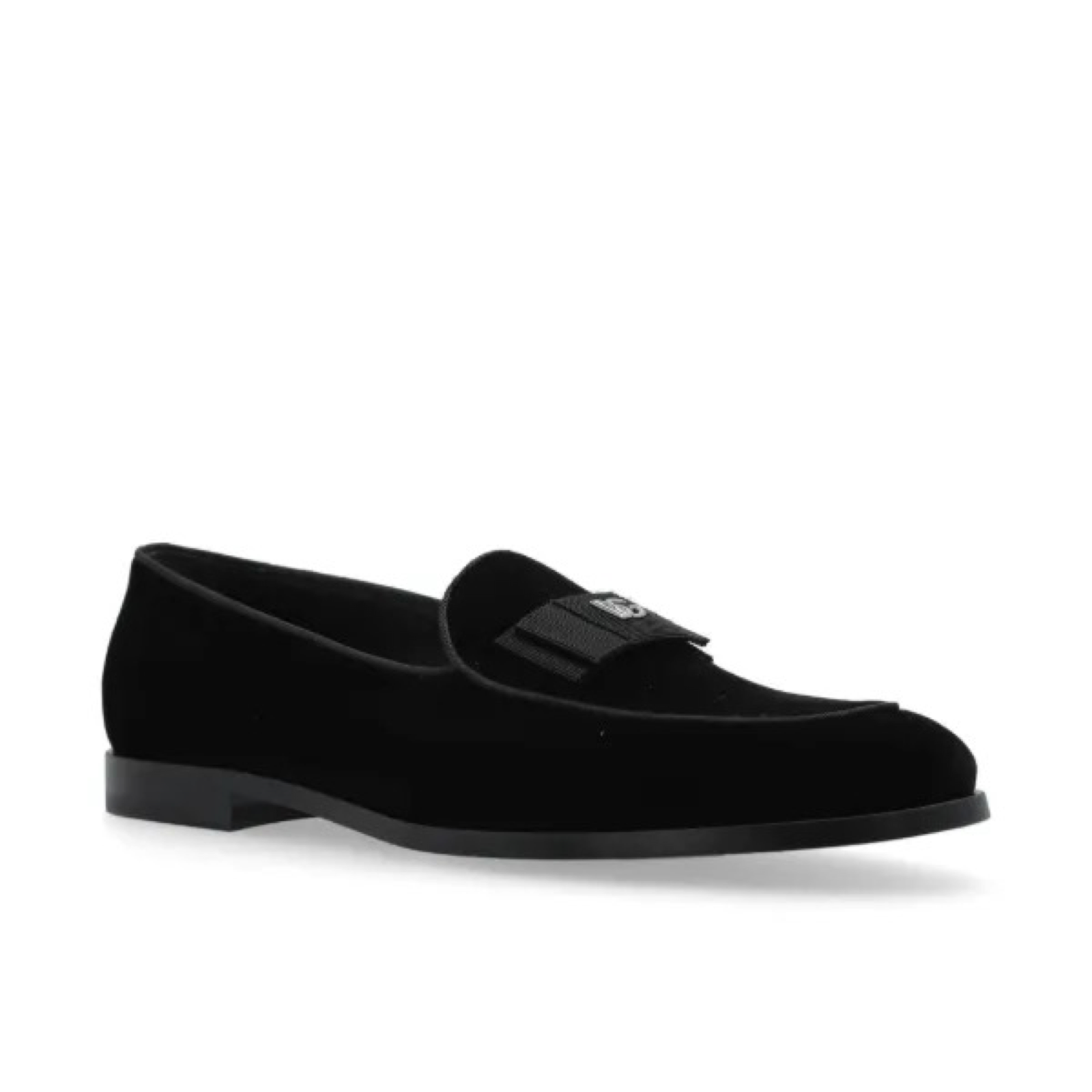 Dolce & Gabbana Black Velvet Men Loafers A50679 A680088 0999 Lateral View