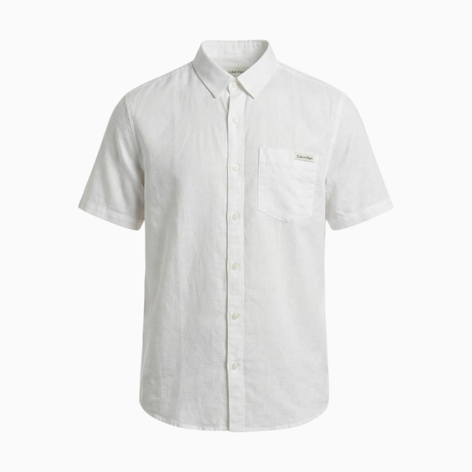 Мъжка бяла ленена риза Calvin Klein Men Linen Shirt LV04RF120G YAA Front View