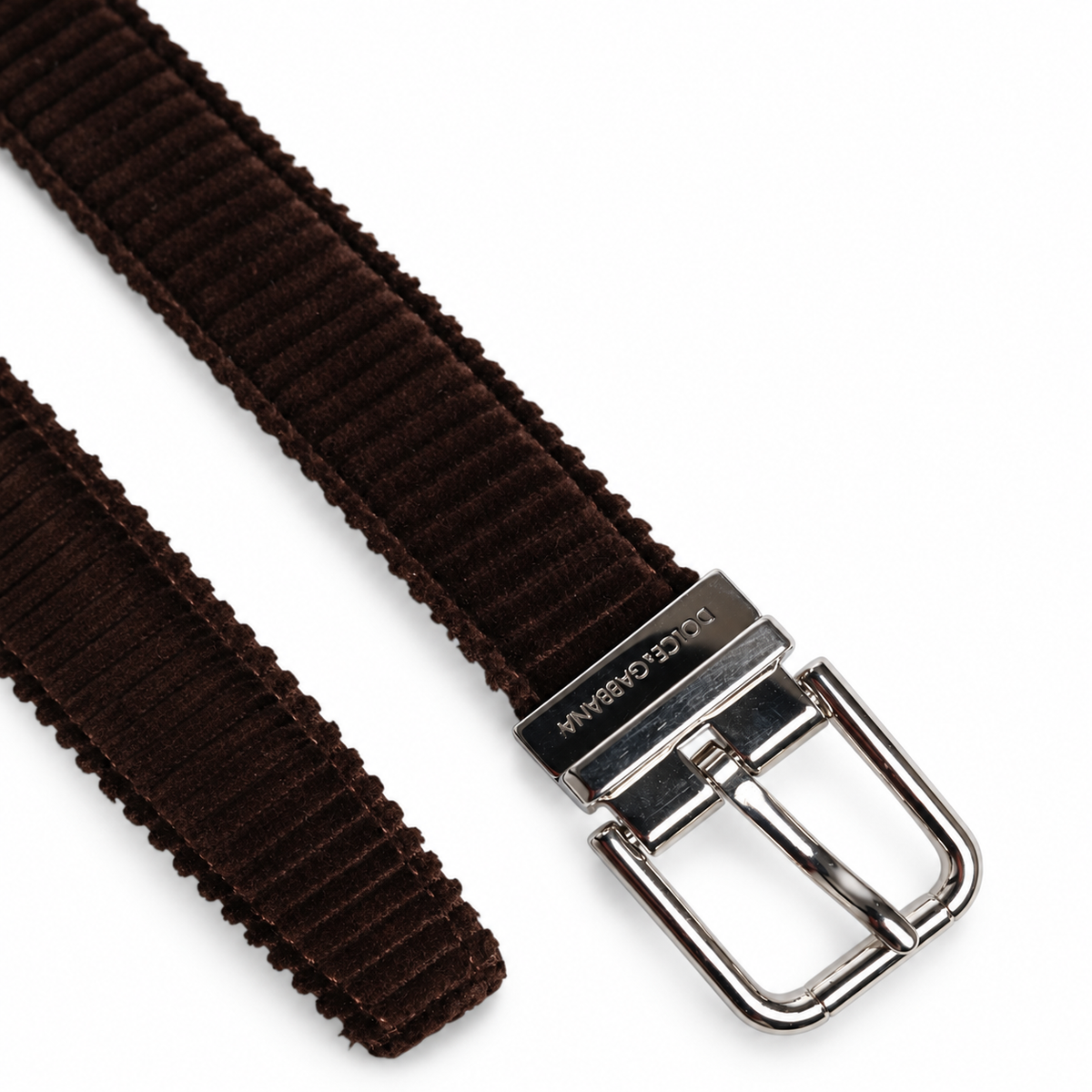 Men's belt Dolce & Gabbana SKU: BC4337 AW446 buckle and velvet texture close-up