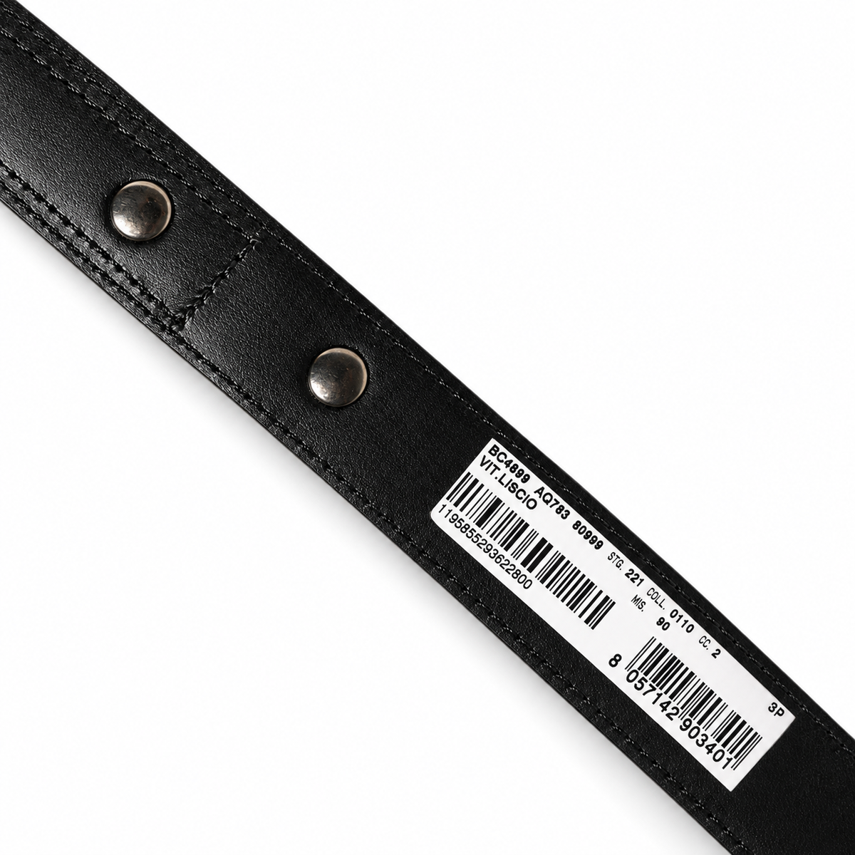 Men's belt Dolce & Gabbana SKU: BC4899 AQ783 80999 manufacturer label close-up