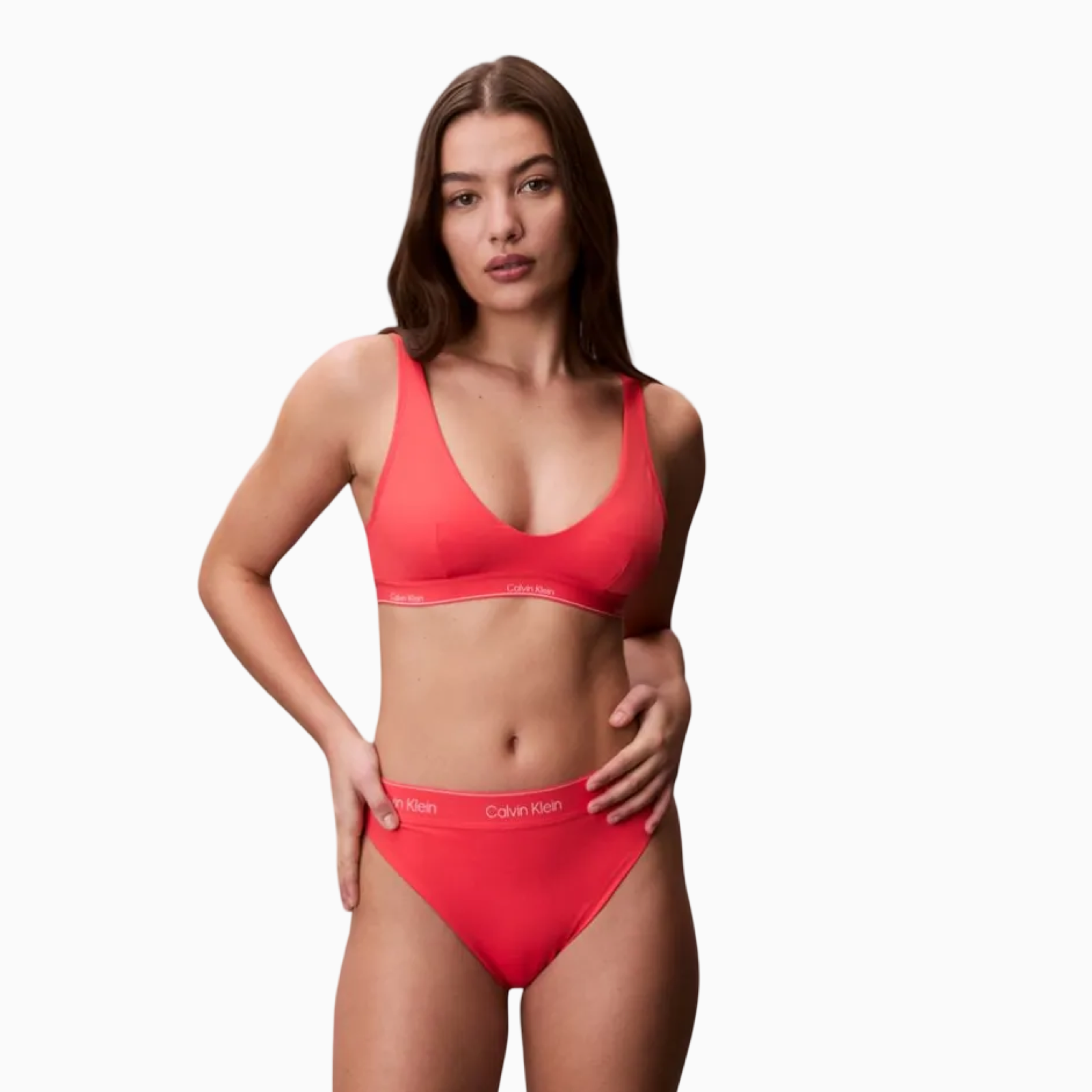 Дамски бански горно Calvin Klein Jeans Women Swimwear Top LV00Q61207 XKP Front View