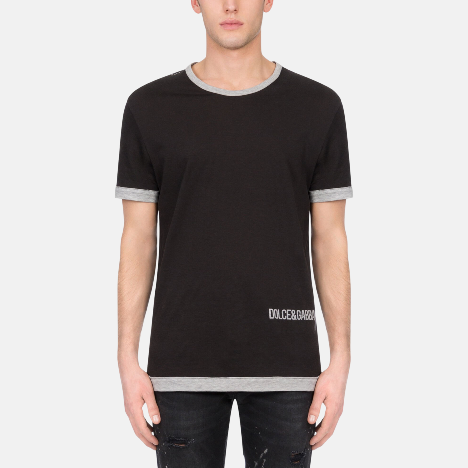Мъжка черно сива тениска Dolce & Gabbana G8MF4T FI73A