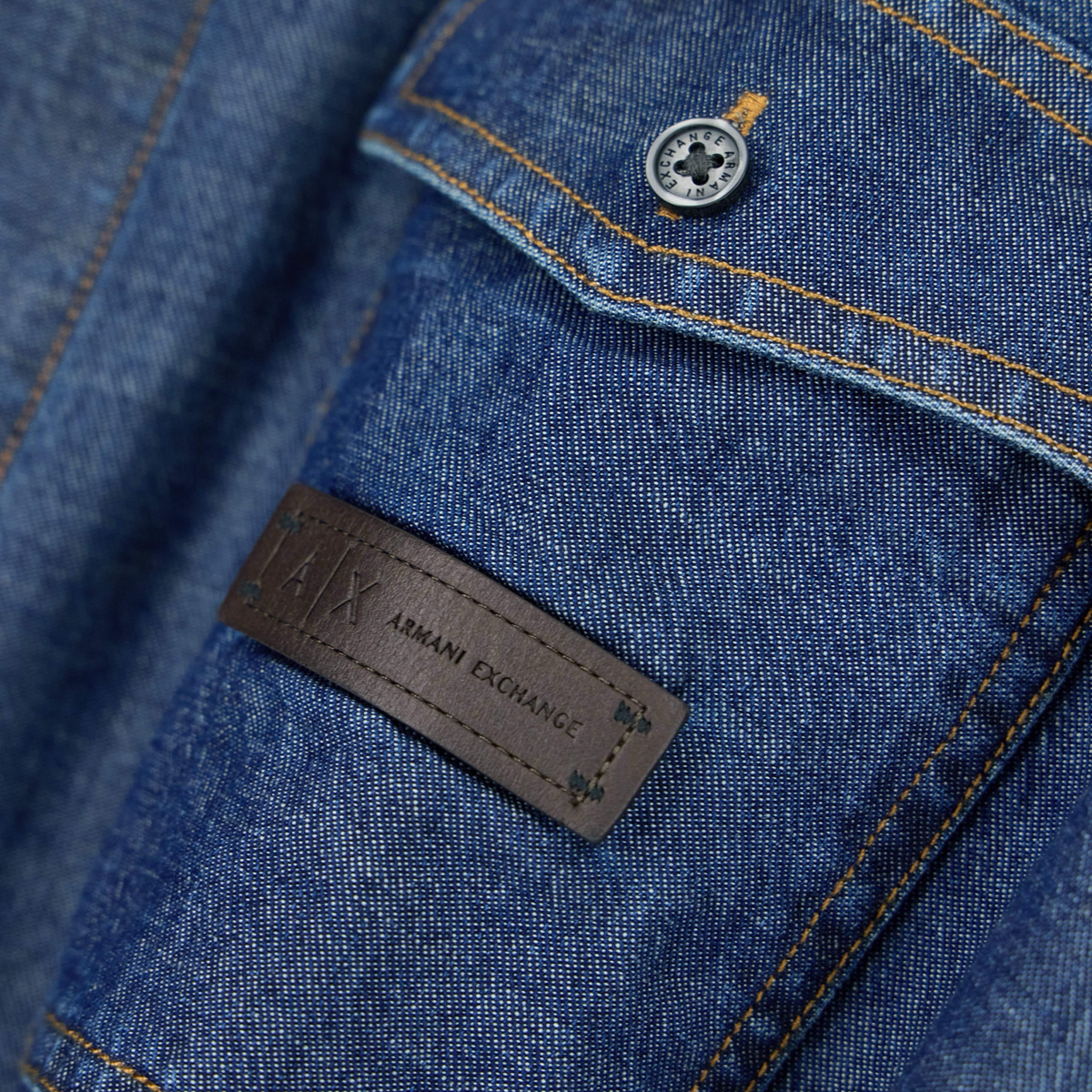 Armani Exchange Ανδρικό πουκάμισο XM003248 AF27116 MB010, Μπλε — κοντινή λήψη