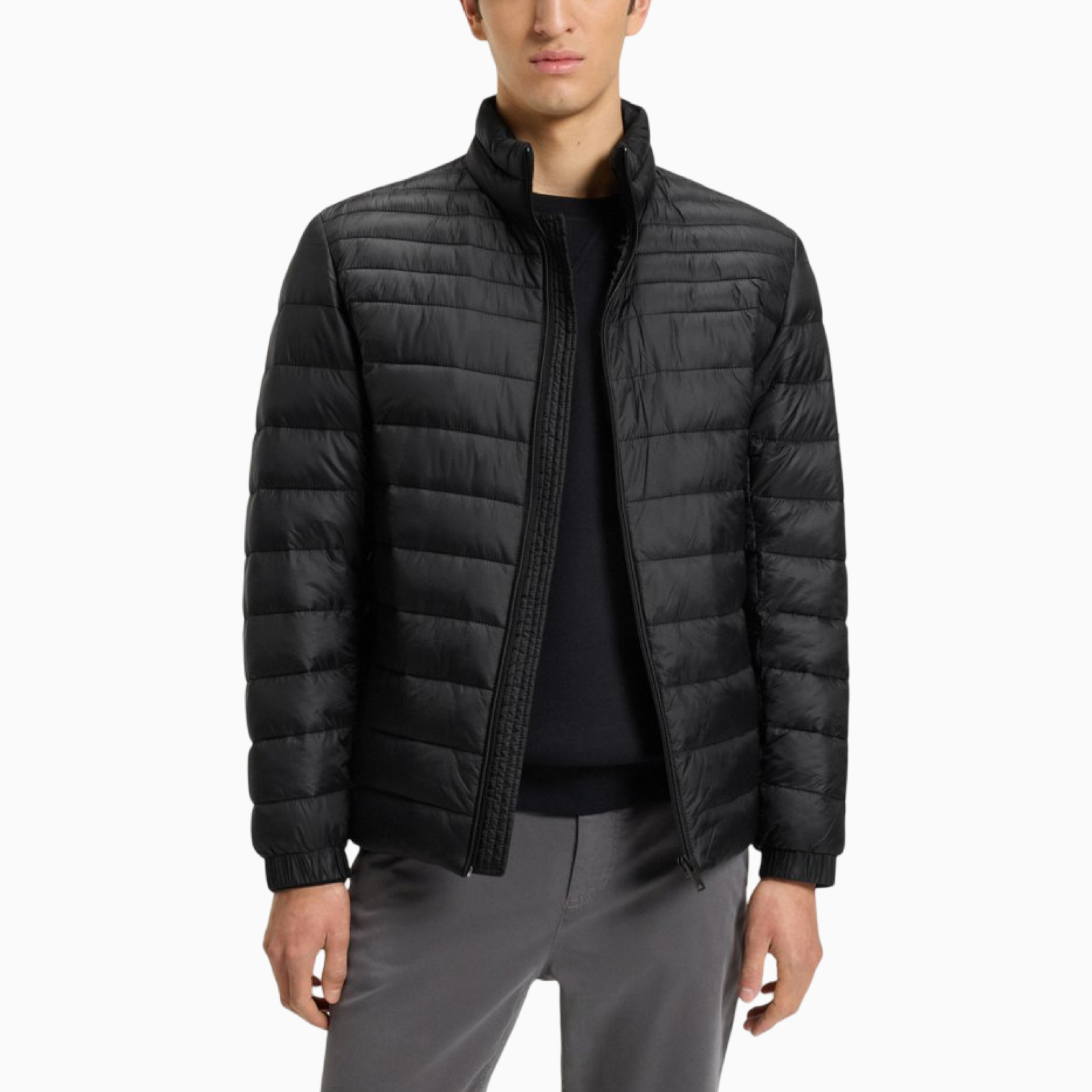 Мъжко черно яке Boss Orange Men Jacket 50530822 Front View