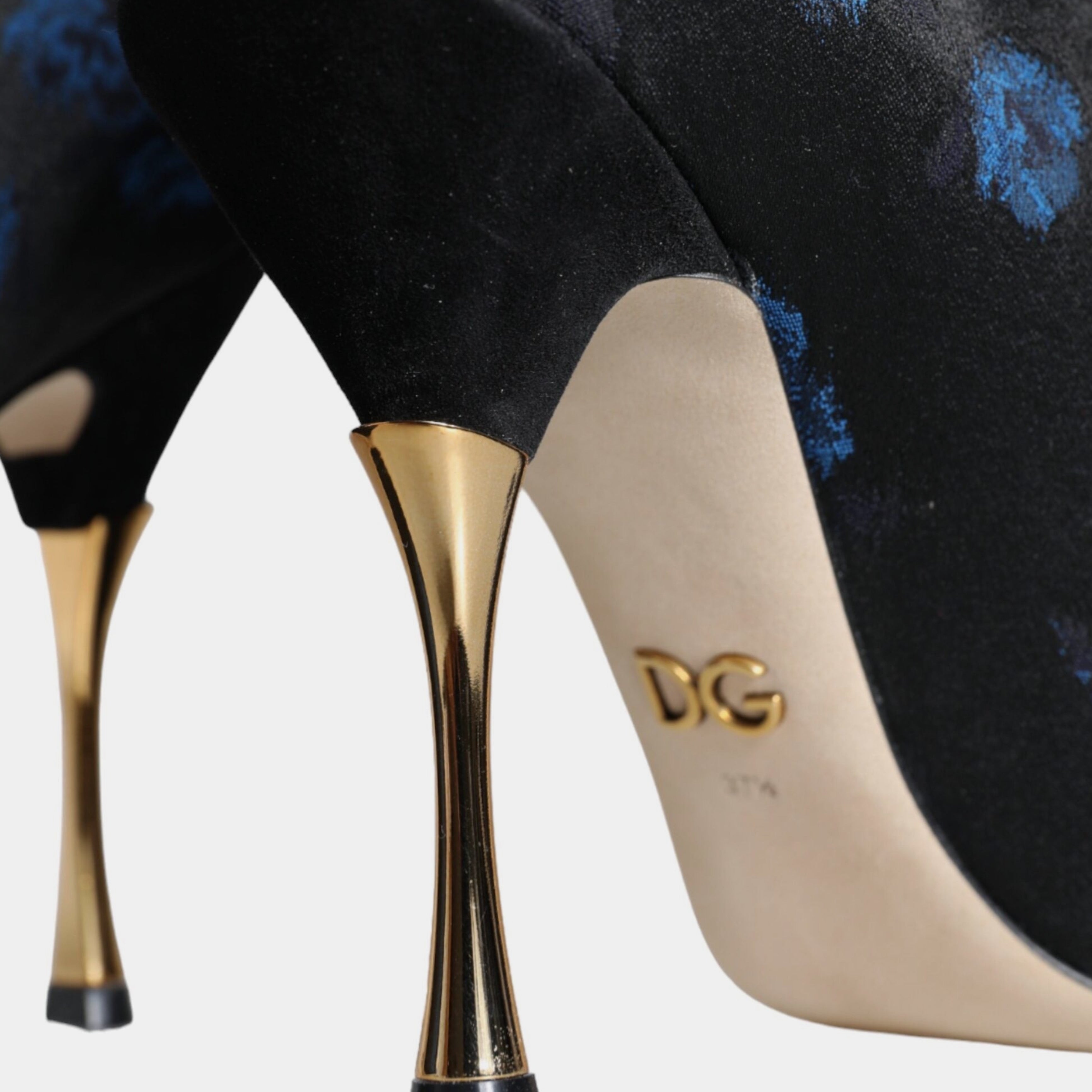 Дамски луксозни обувки на високи токчета над глезена Dolce & Gabbana Women’s Black Floral Stretch Mid Calf Heels Boots