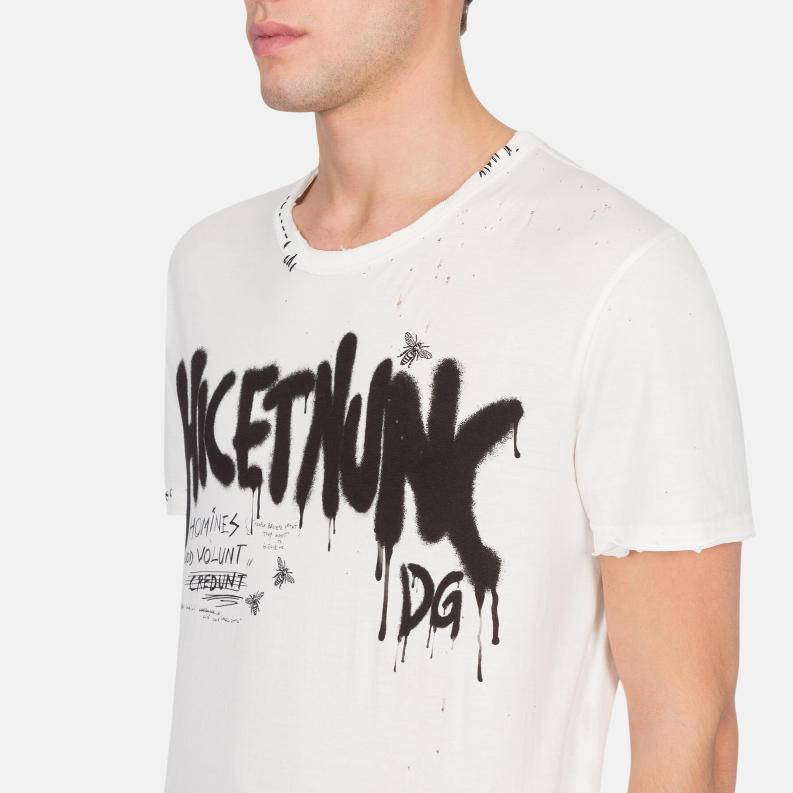 Мъжка тениска с графити Dolce & Gabbana Graffiti Print Men T-shirt G8KBAZ FI726