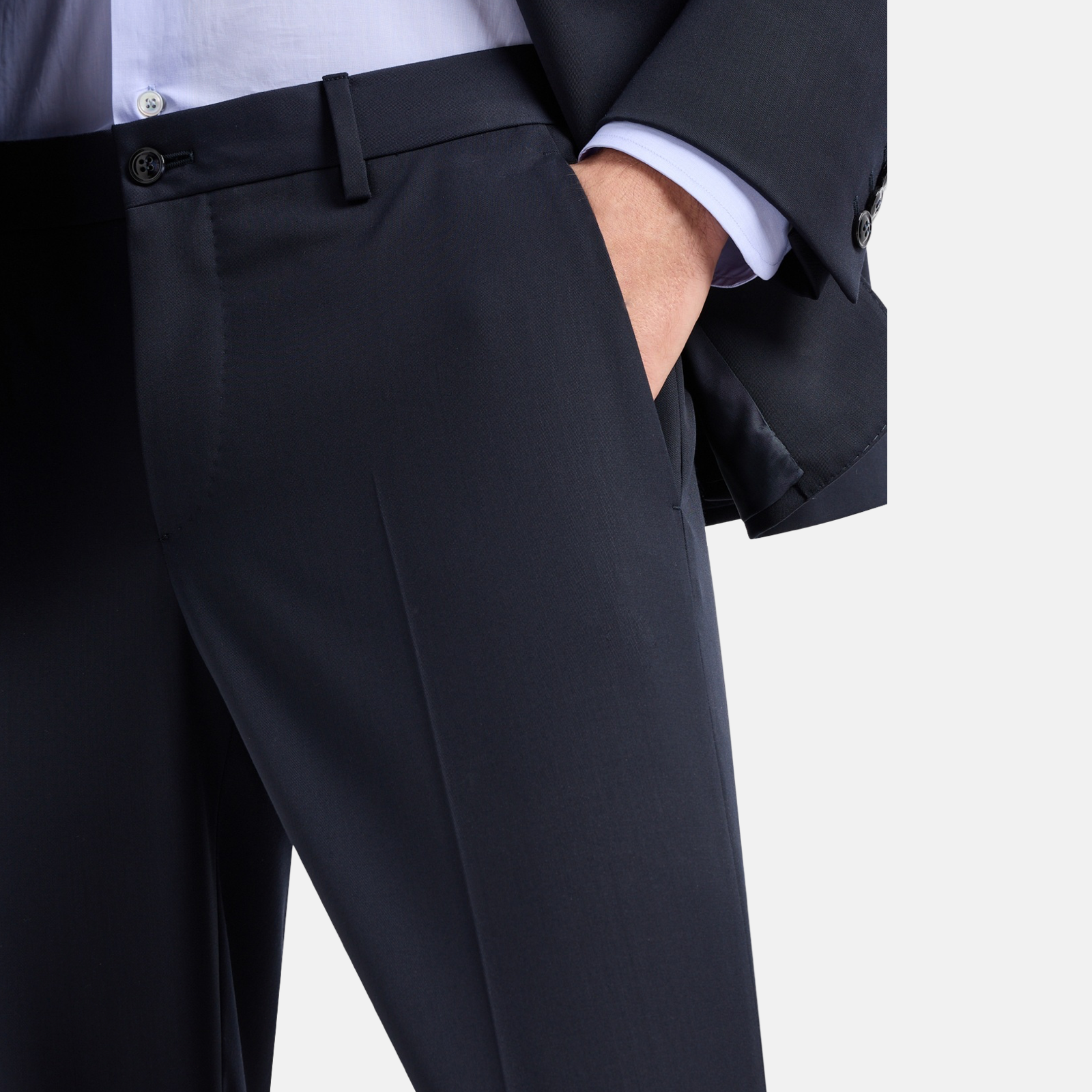 Giorgio Armani Blue Fleece Wool Two-Piece Suit Close-Up