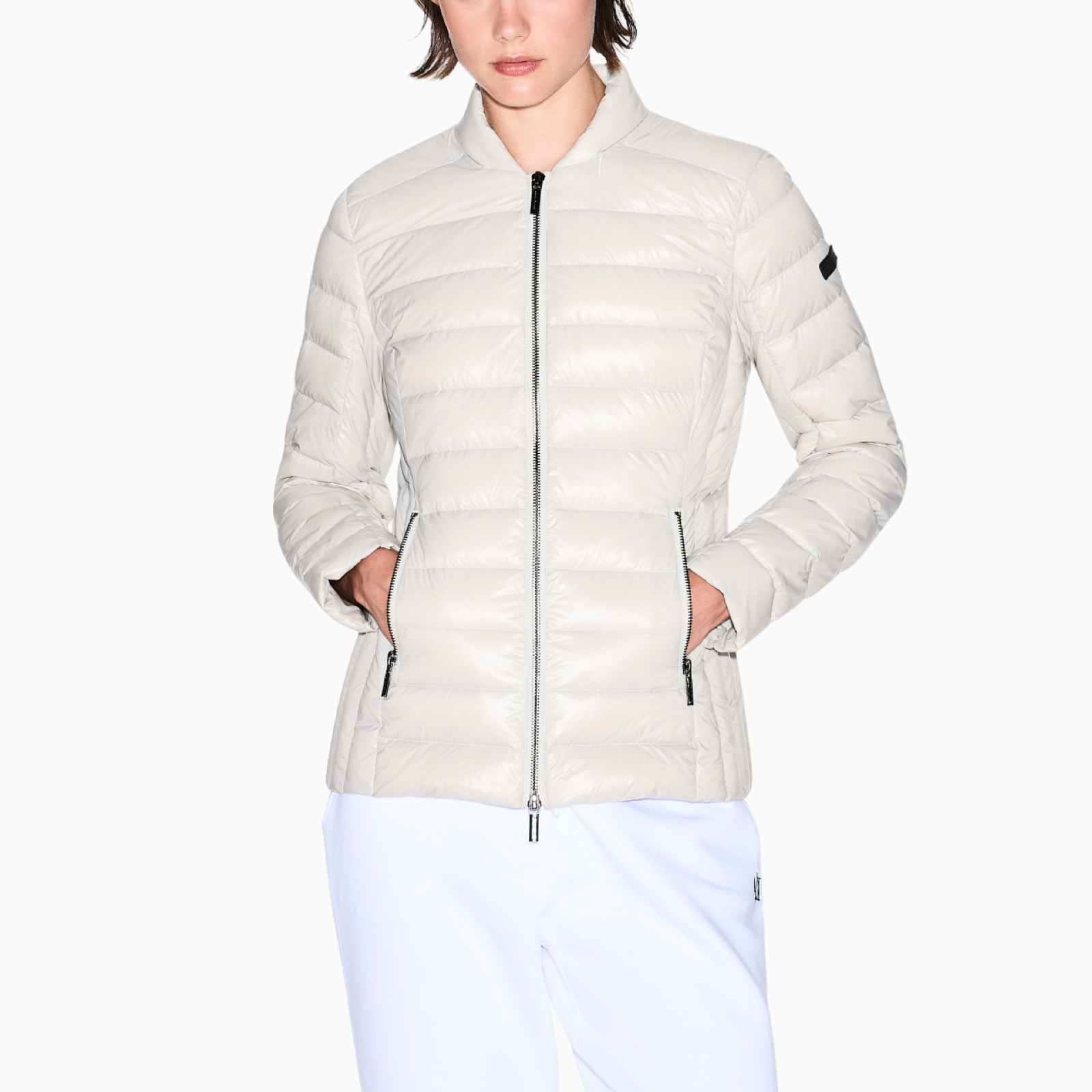 Дамско бежово пухено яке Armani Exchange Women Puffer Jacket XW001920 AF18757 Front View