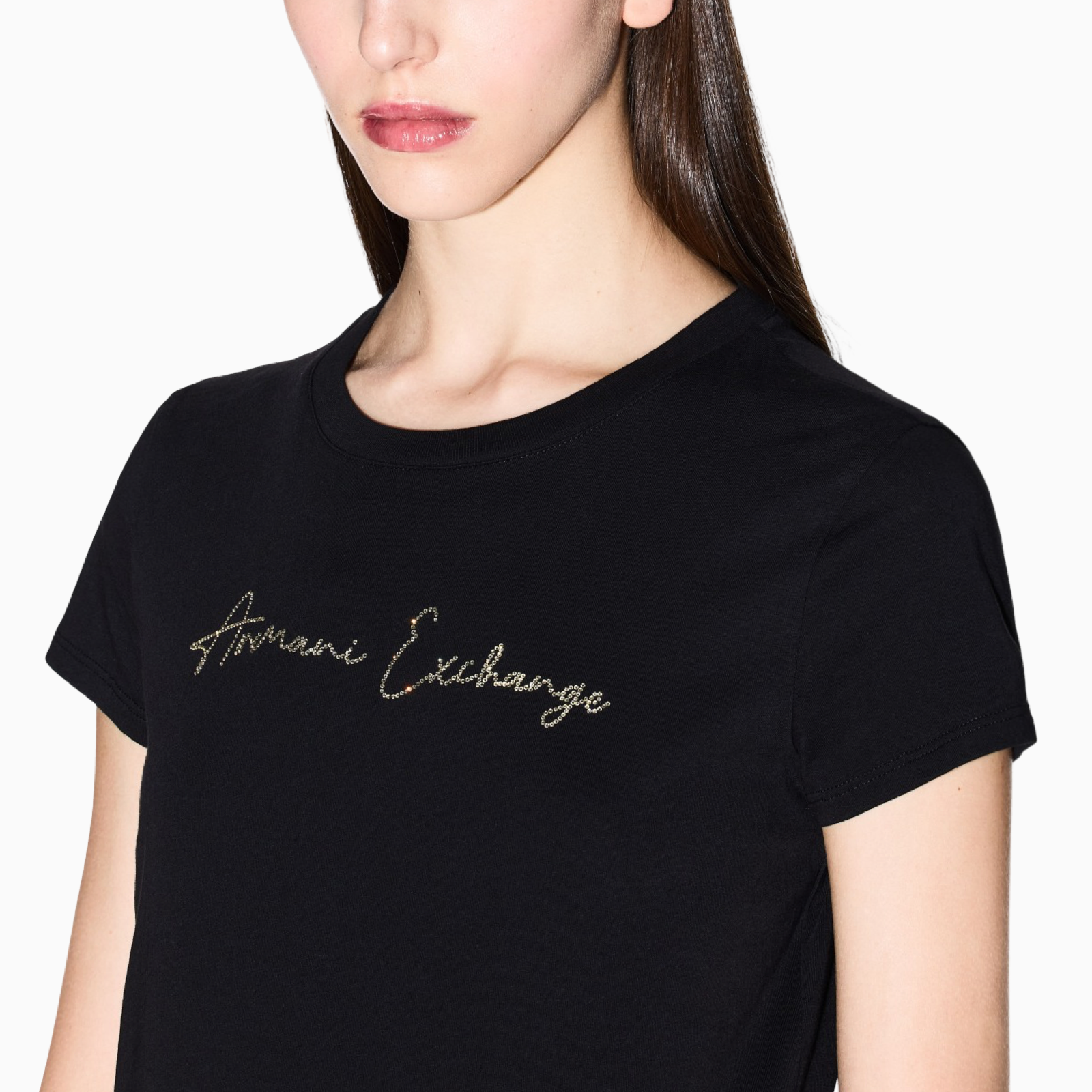 Дамска черна тениска Armani Exchange Women T-shirt XW001457 AF10356 Close-Up