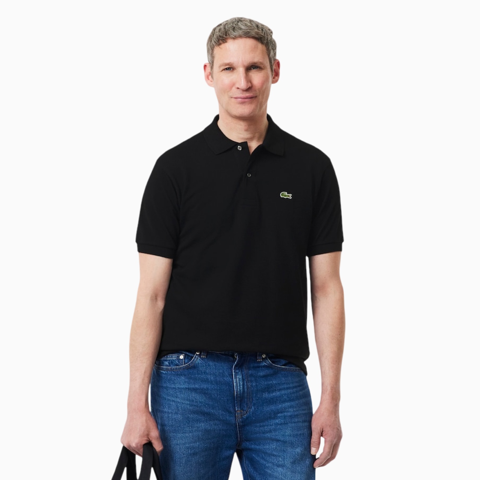 Мъжка черна поло тениска Lacoste Men Polo L1212-00-031 Front View