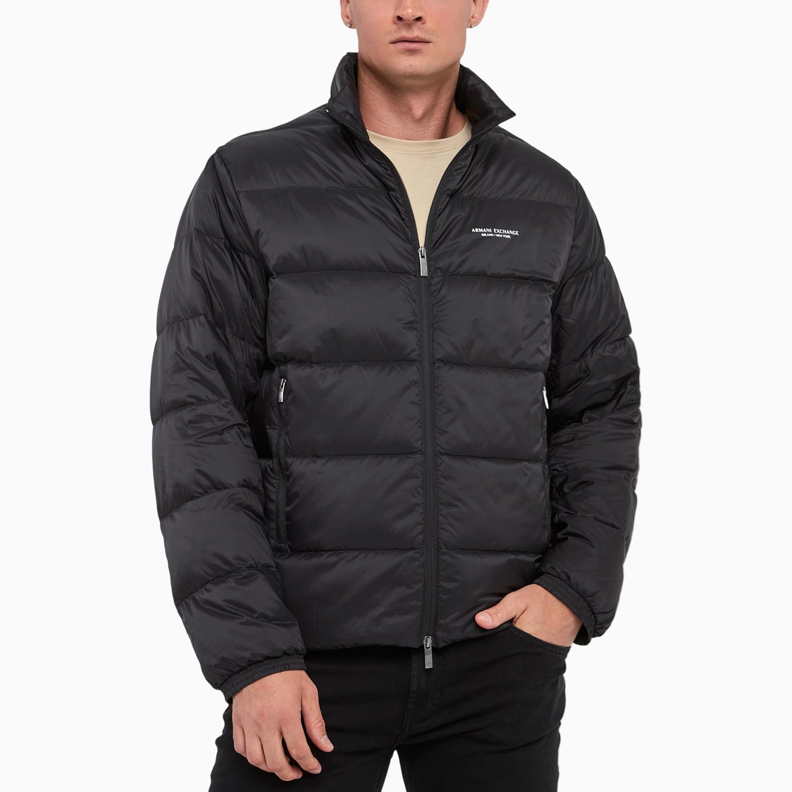 Мъжко черно пухено яке Armani Exchange Men Puffer Jacket XM001575 AF16927 UC001 Front View