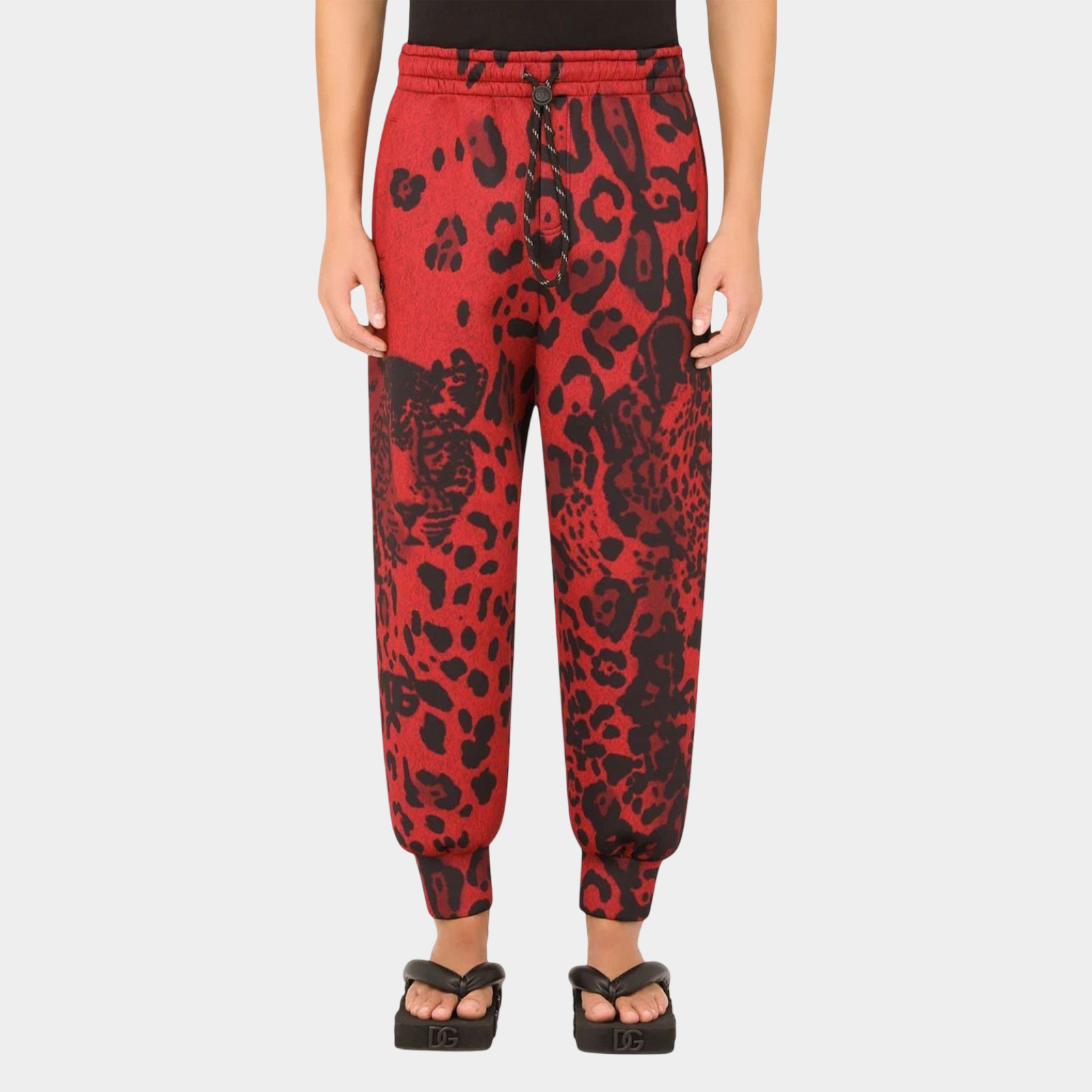 Dolce & Gabbana Leopard Print Jogger Pants GWWQAZ FHM13 HRTYN Front View