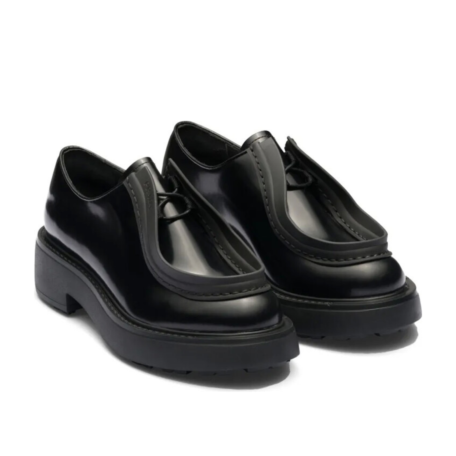 Prada Black Diapason Lace-Up Women Moccasins Top View