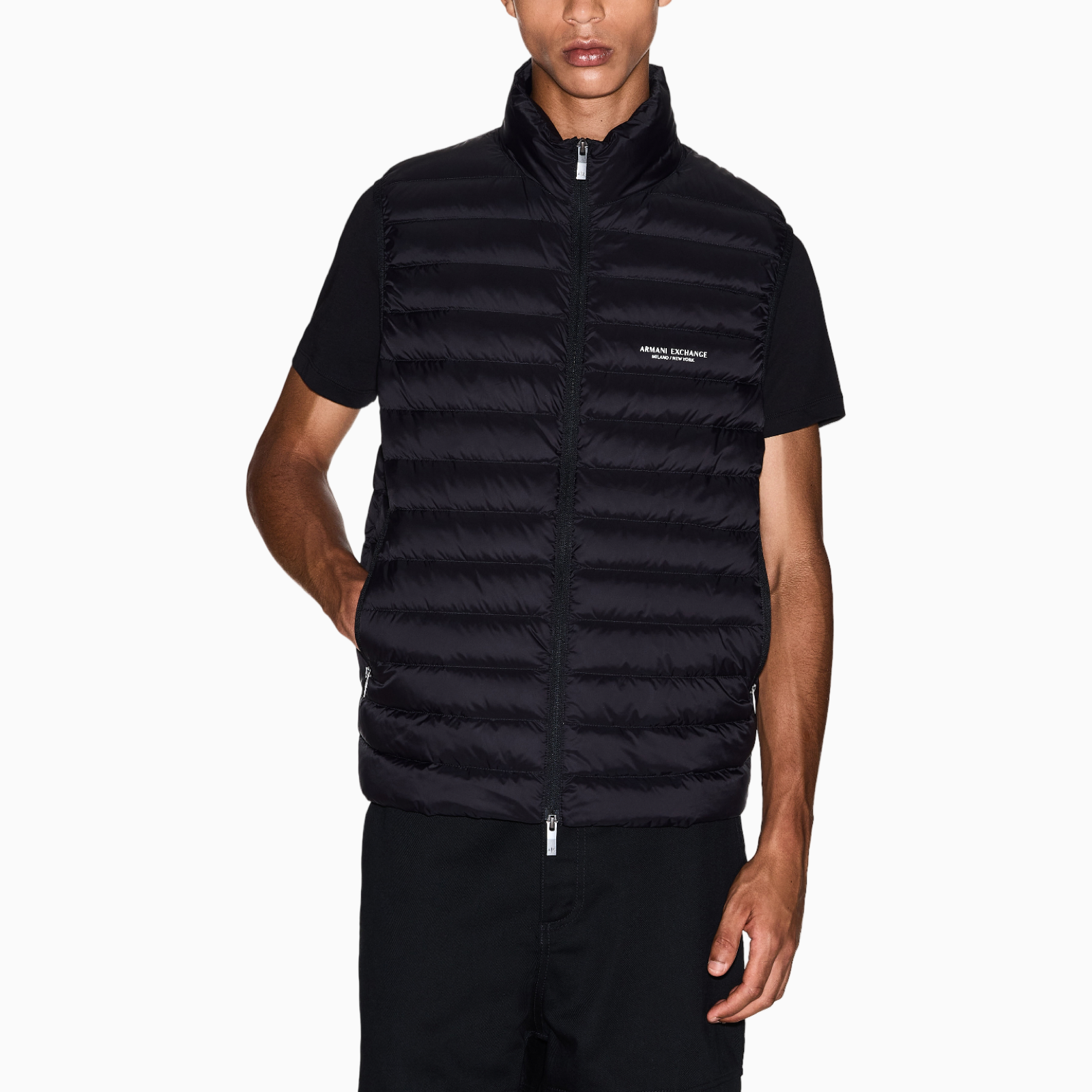 Мъжки черен елек Armani Exchange Men Gilet XM001576 AF16927 UC001 Front View