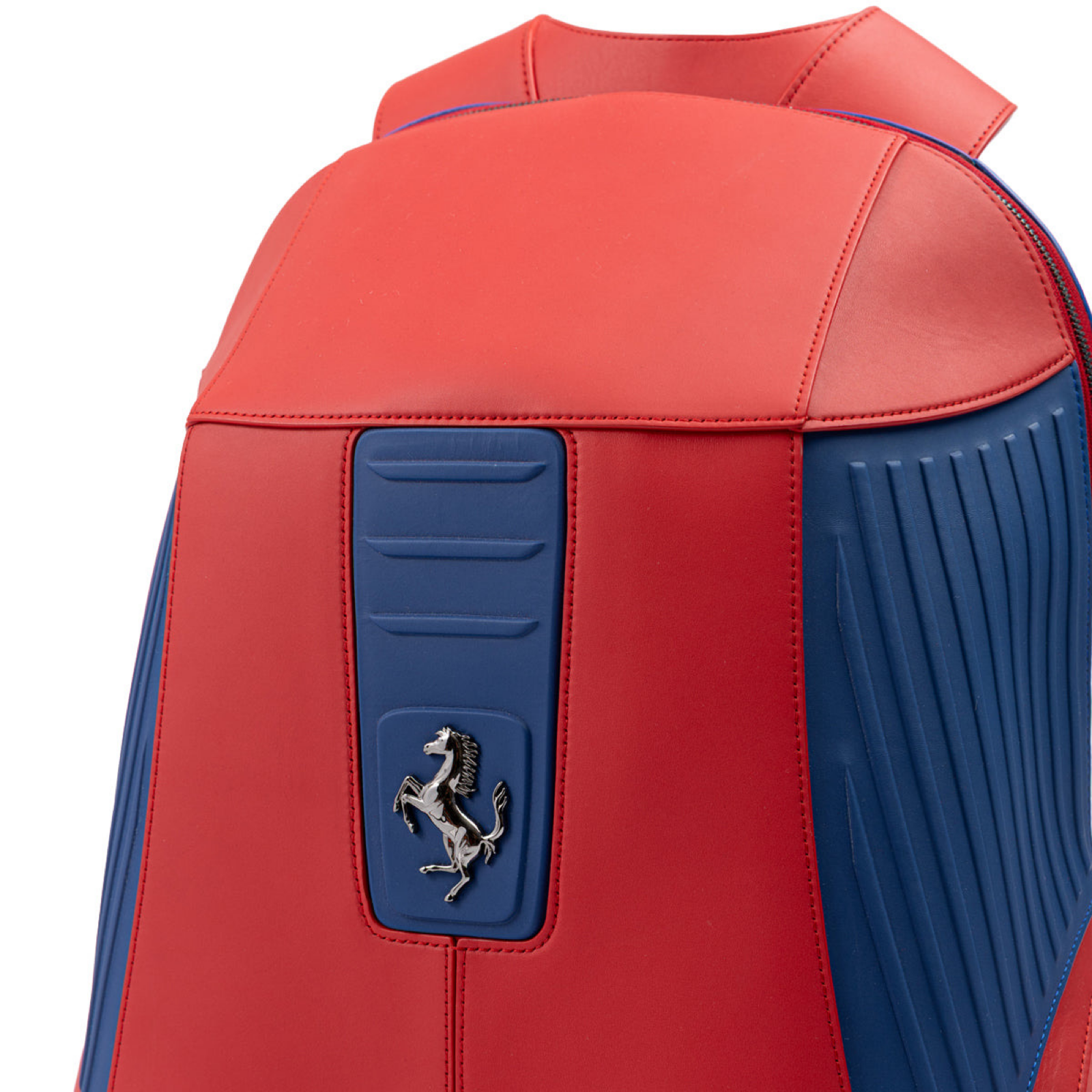 Ferrari Red Leather Technical Backpack Close-Up