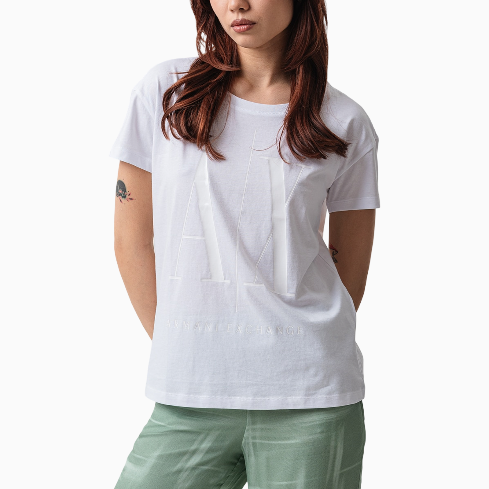 Дамска бяла тениска Armani Exchange Women T-shirt 8NYTCX YJG3Z U0002 Front View