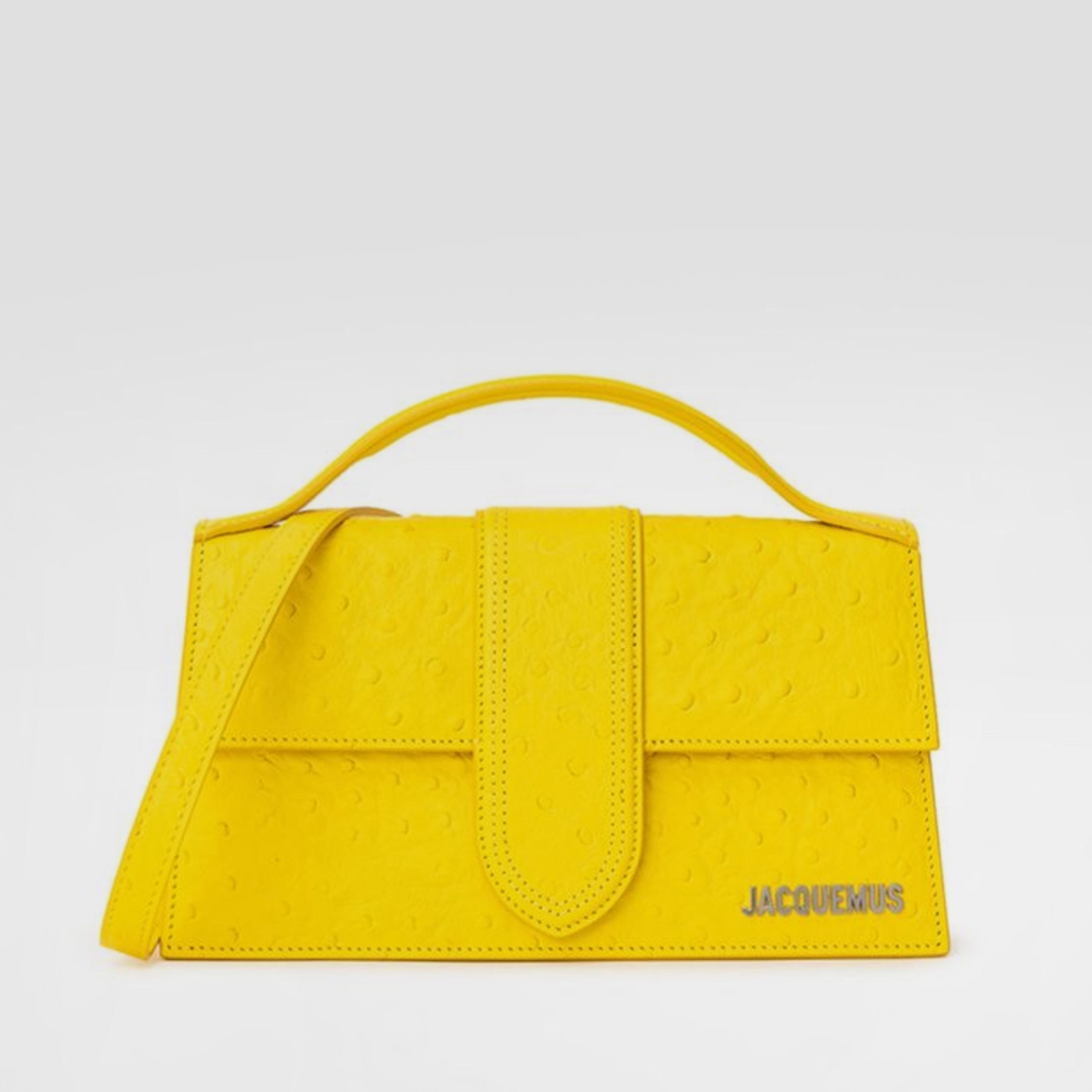 Дамска чанта от естествена кожа Women’s handbag Jacquemus Le Grand Bambino 213BA0073234 250 Yellow front view