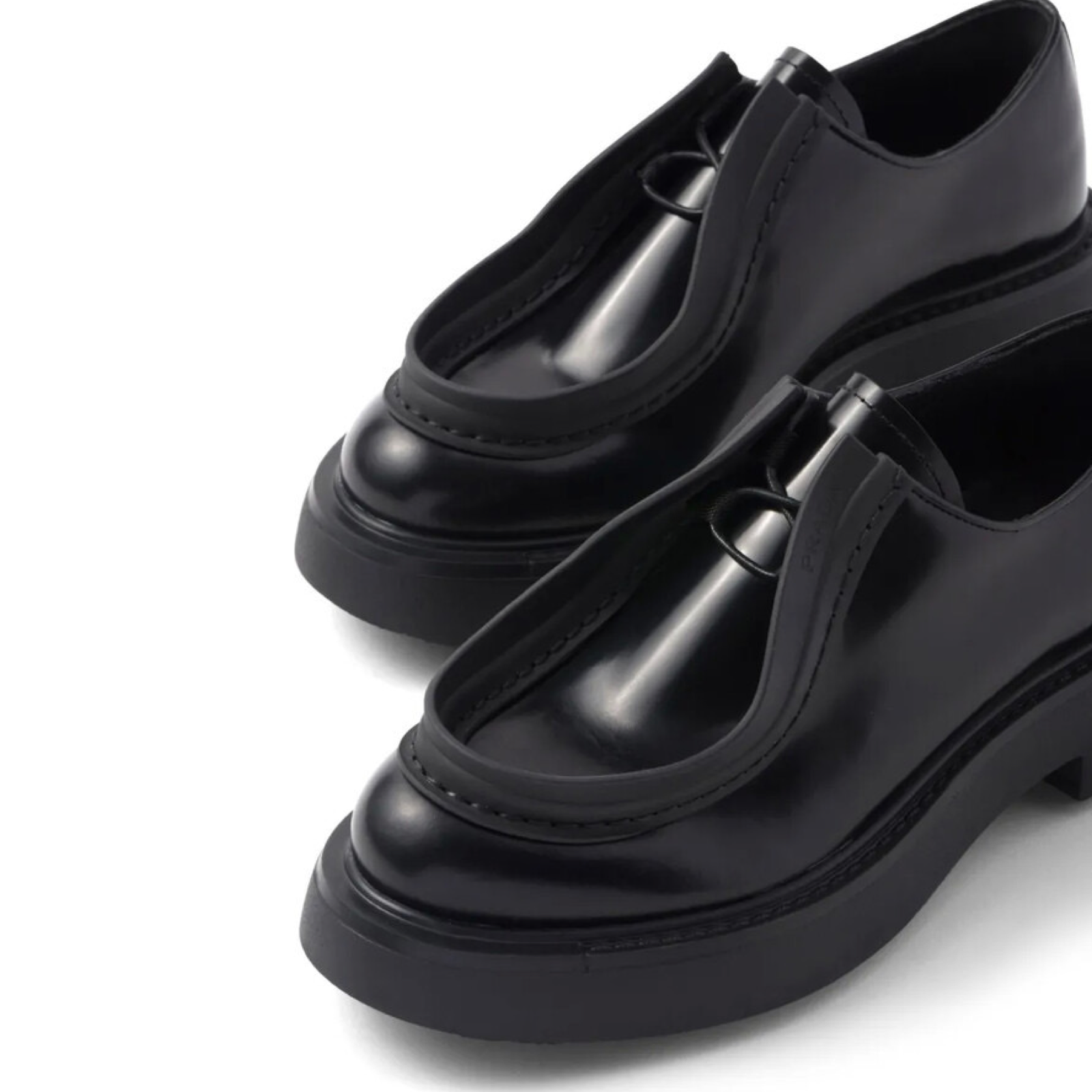 Prada Black Diapason Lace-Up Women Moccasins Close-Up