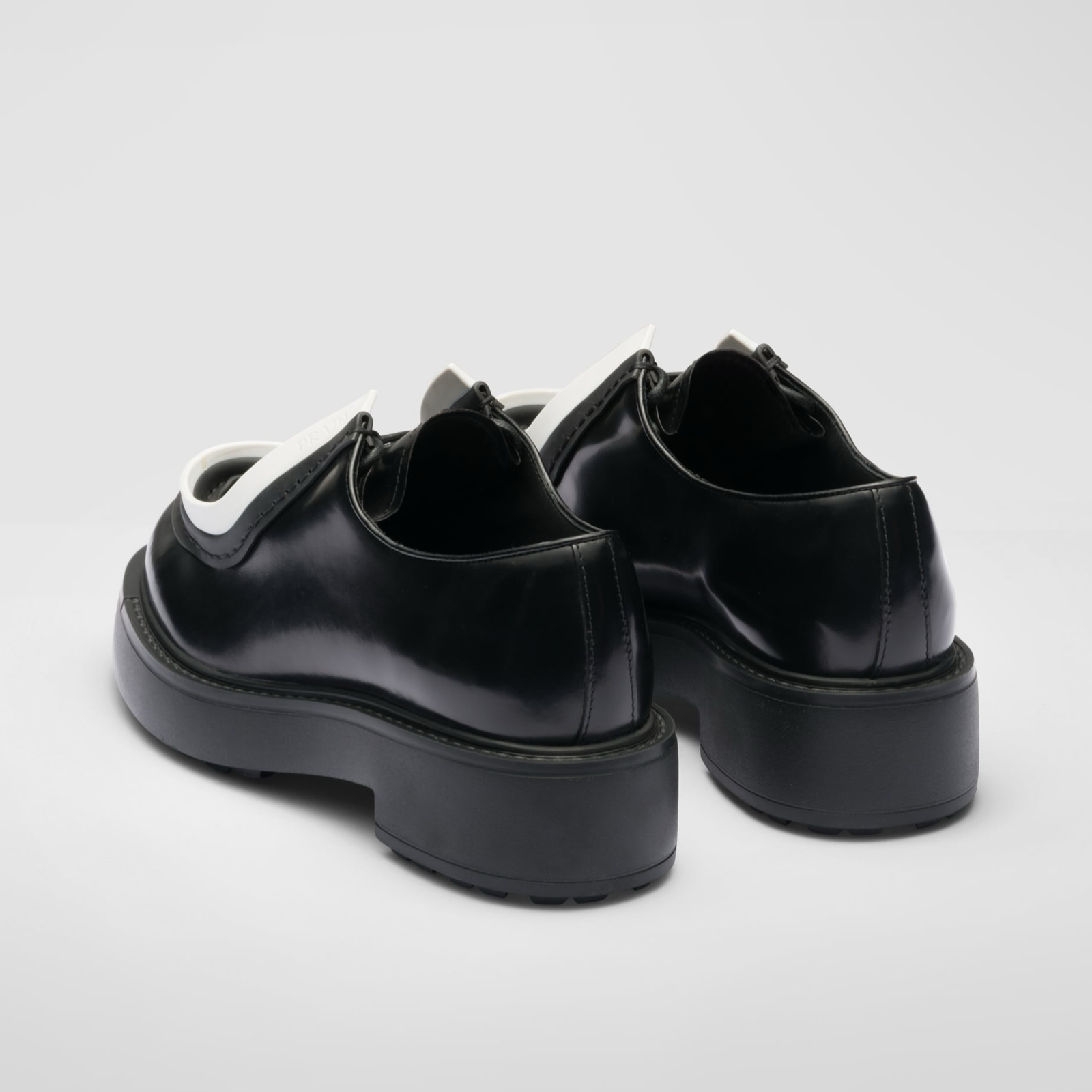 Prada Diapason Lace-Up Women Moccasins Heel View