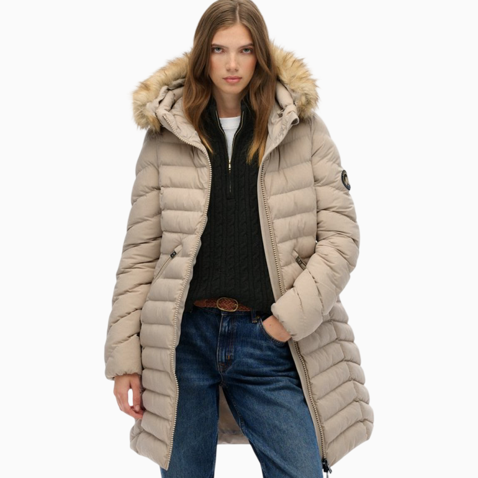 Дамско бежово яке Superdry Women Jacket W5011999A Front View