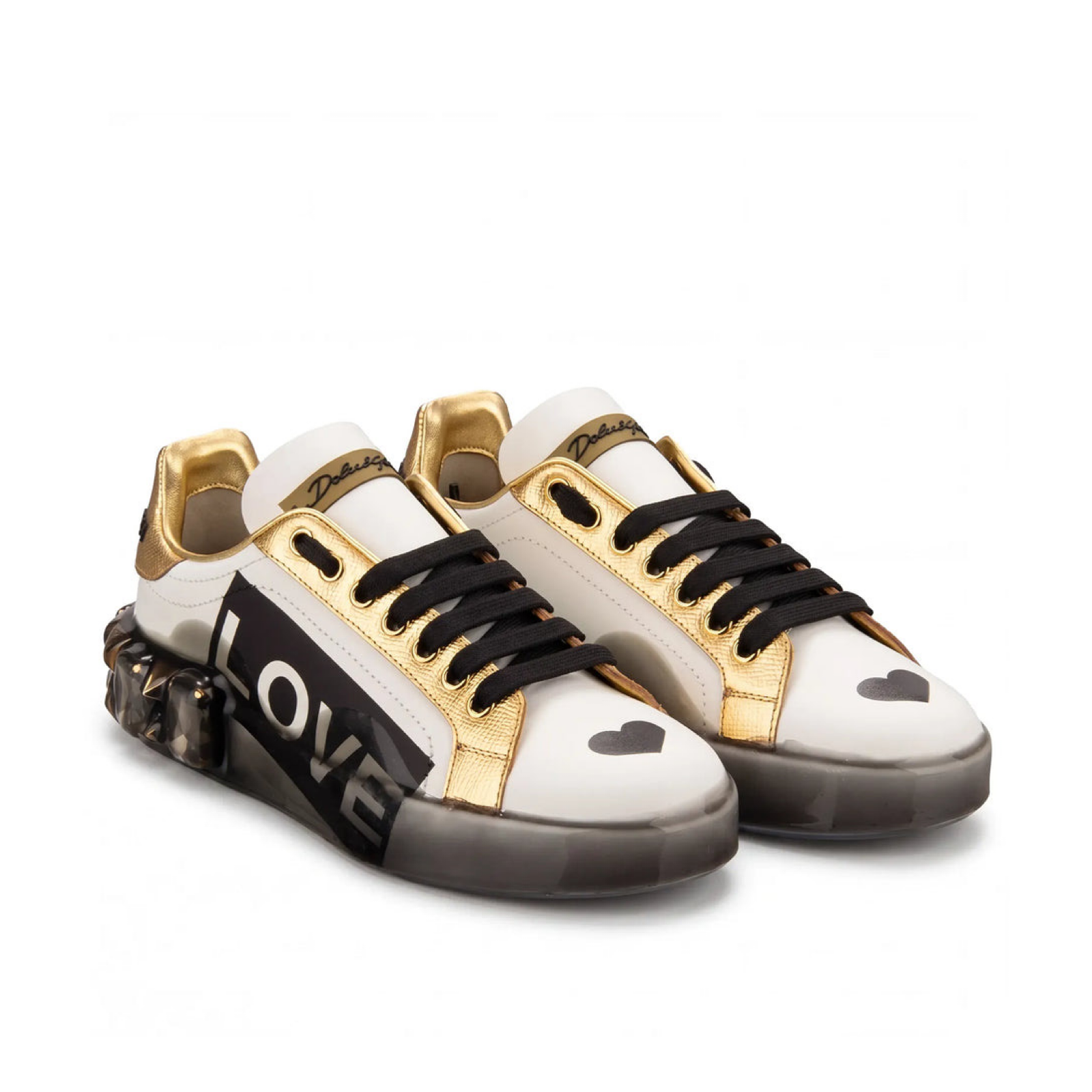 Dolce & Gabbana Crystal Studded Portofino Women Sneakers Medial View