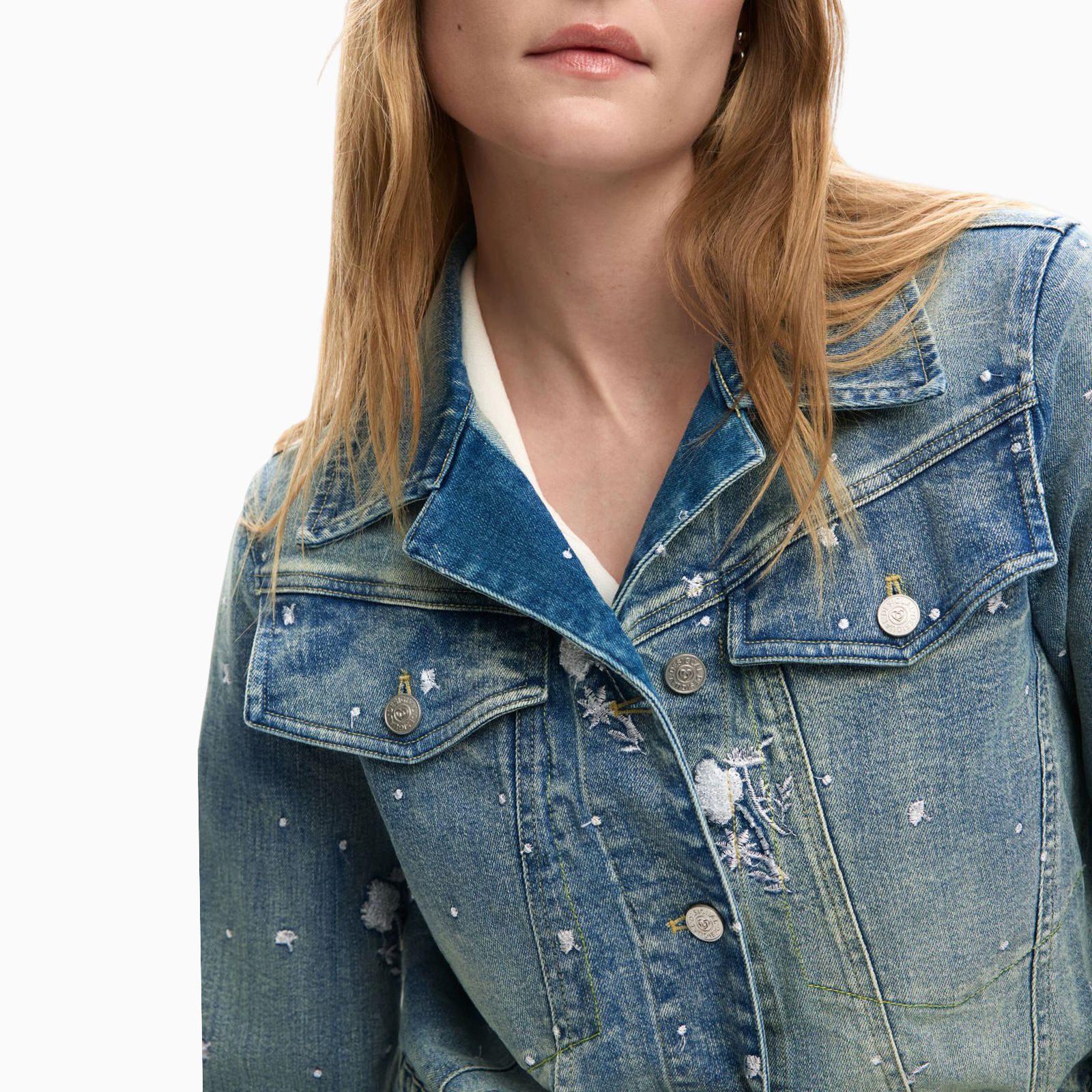 Дамско дънково яке Desigual Women Denim Jacket 26SWED11 5053 Close-Up