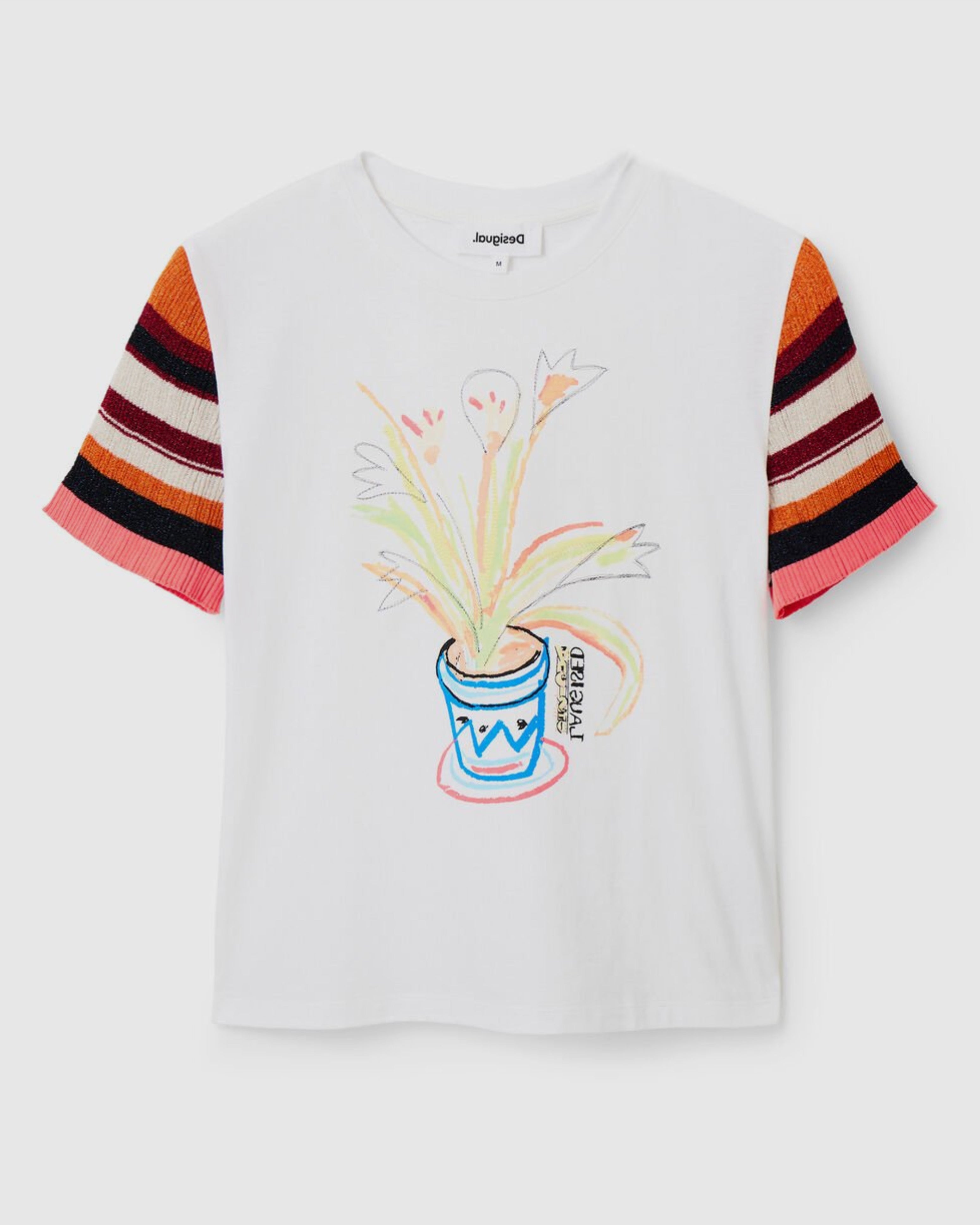 Дамска памучна тениска Women’s knit striped t-shirt Desigual
23SWTK80 1000S