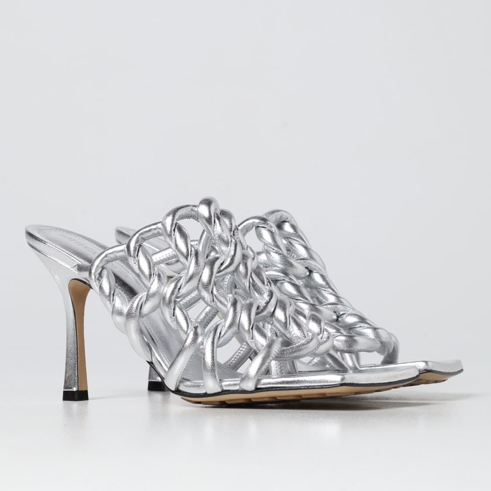 Bottega Veneta Silver Leather Women Sandal