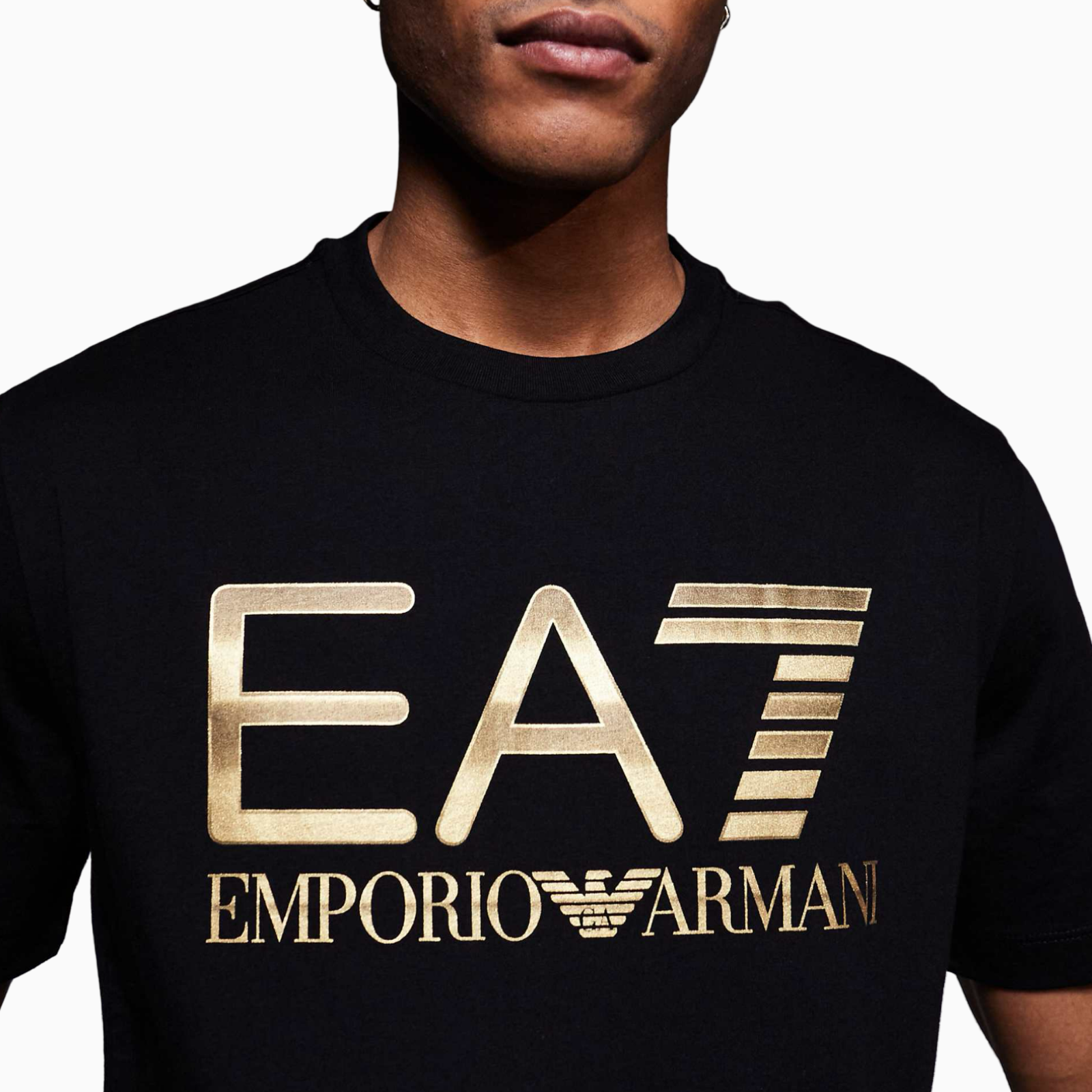 Мъжка черна тениска EA7 Emporio Armani Men T-shirt 7M001412 AF22264 UC001 Close-Up