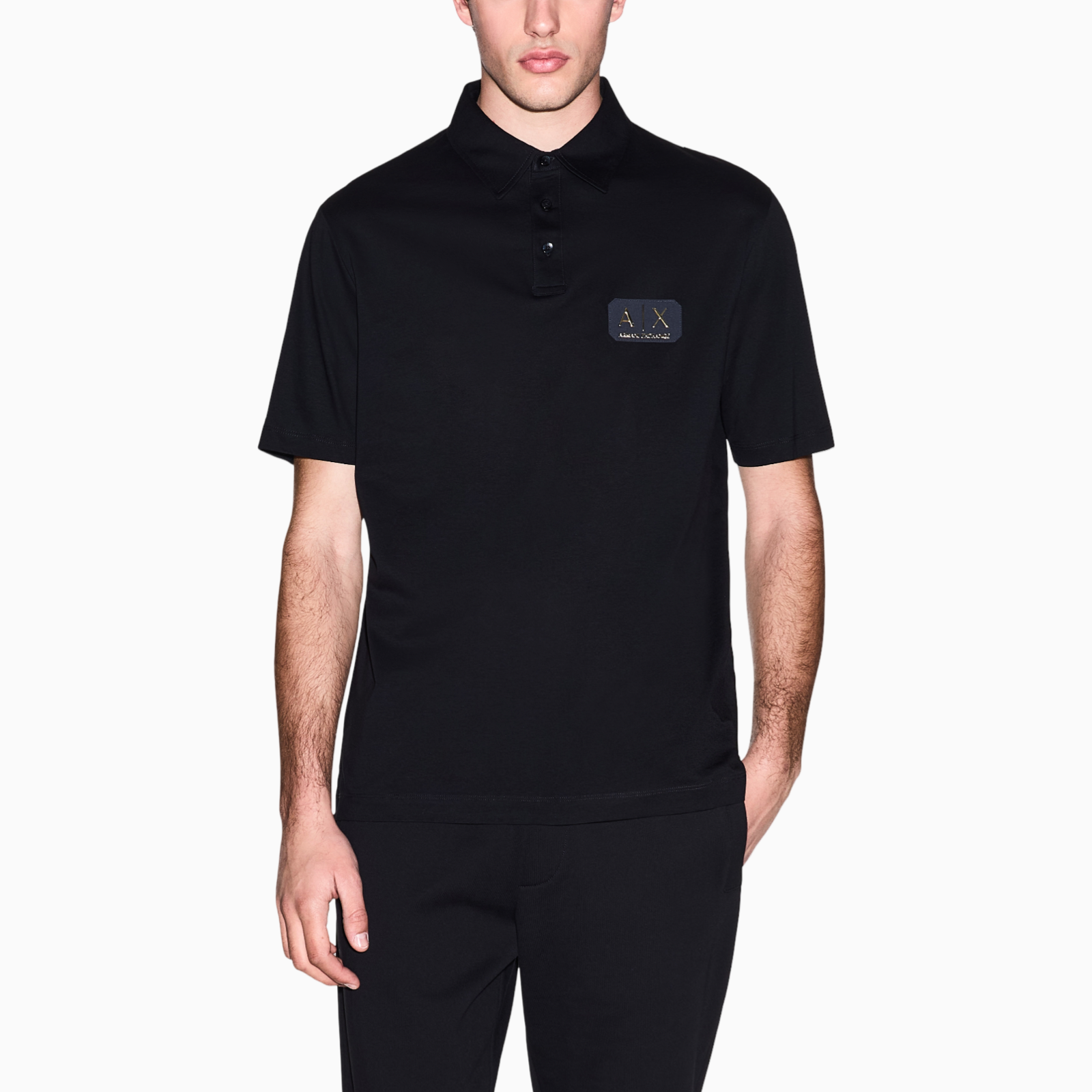 Мъжка черна поло тениска Armani Exchange Men Polo XM002232 AF10364 UC001 Front View