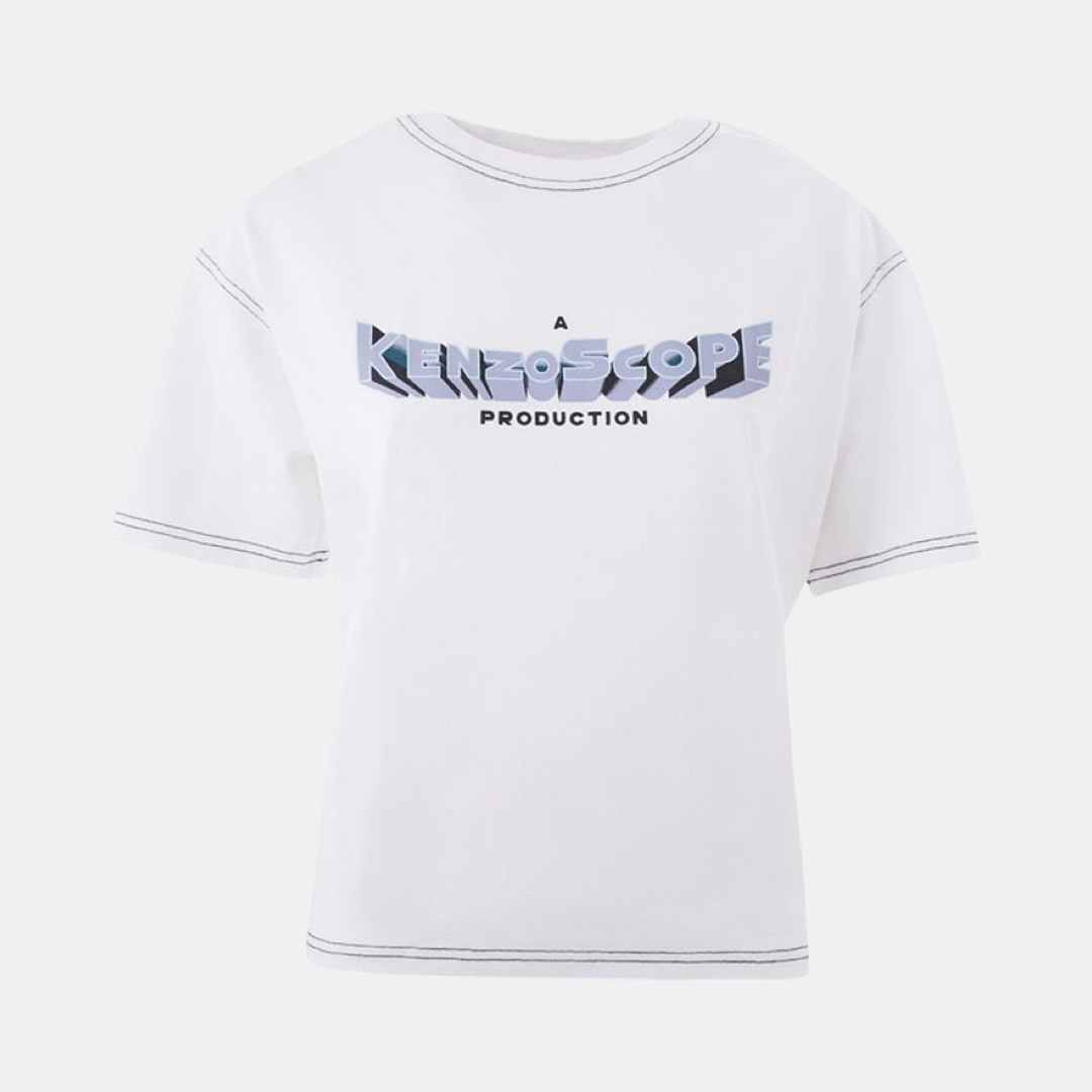 Дамска тениска в бяло Women’s cotton t-shirt Kenzo in white KenzoScope front view