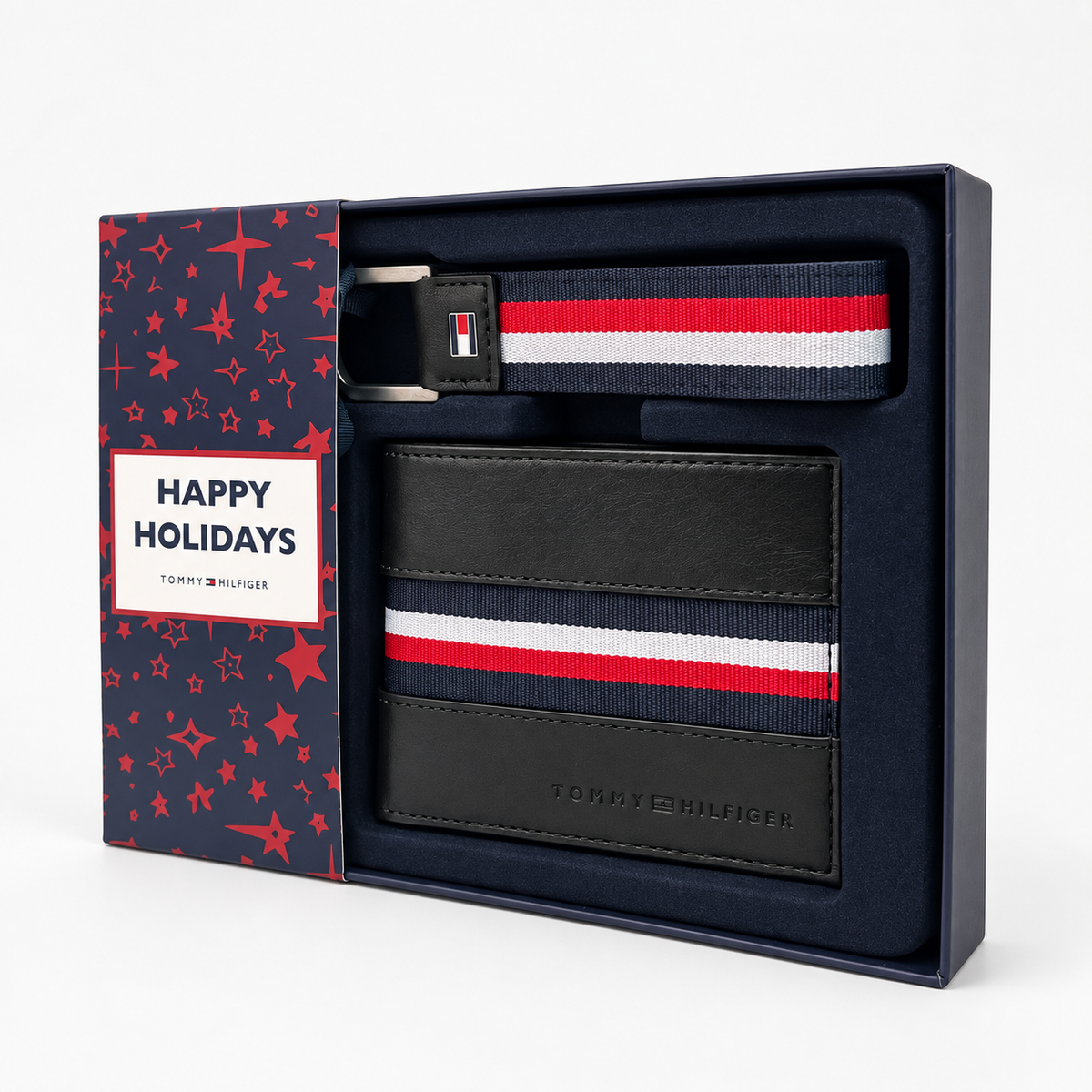 Подаръчен комплект портфейл и ключодържател Men's gift box wallet & key ring Tommy Hilfiger AM0AM03939 901 angled view