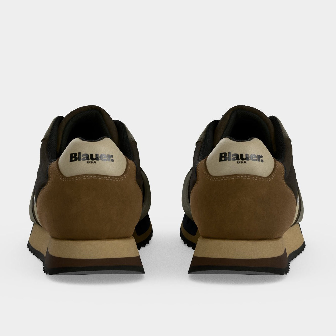 Мъжки маратонки Men’s sneakers Blauer F6QUEENS01WAX Brown / Military Green heels view
