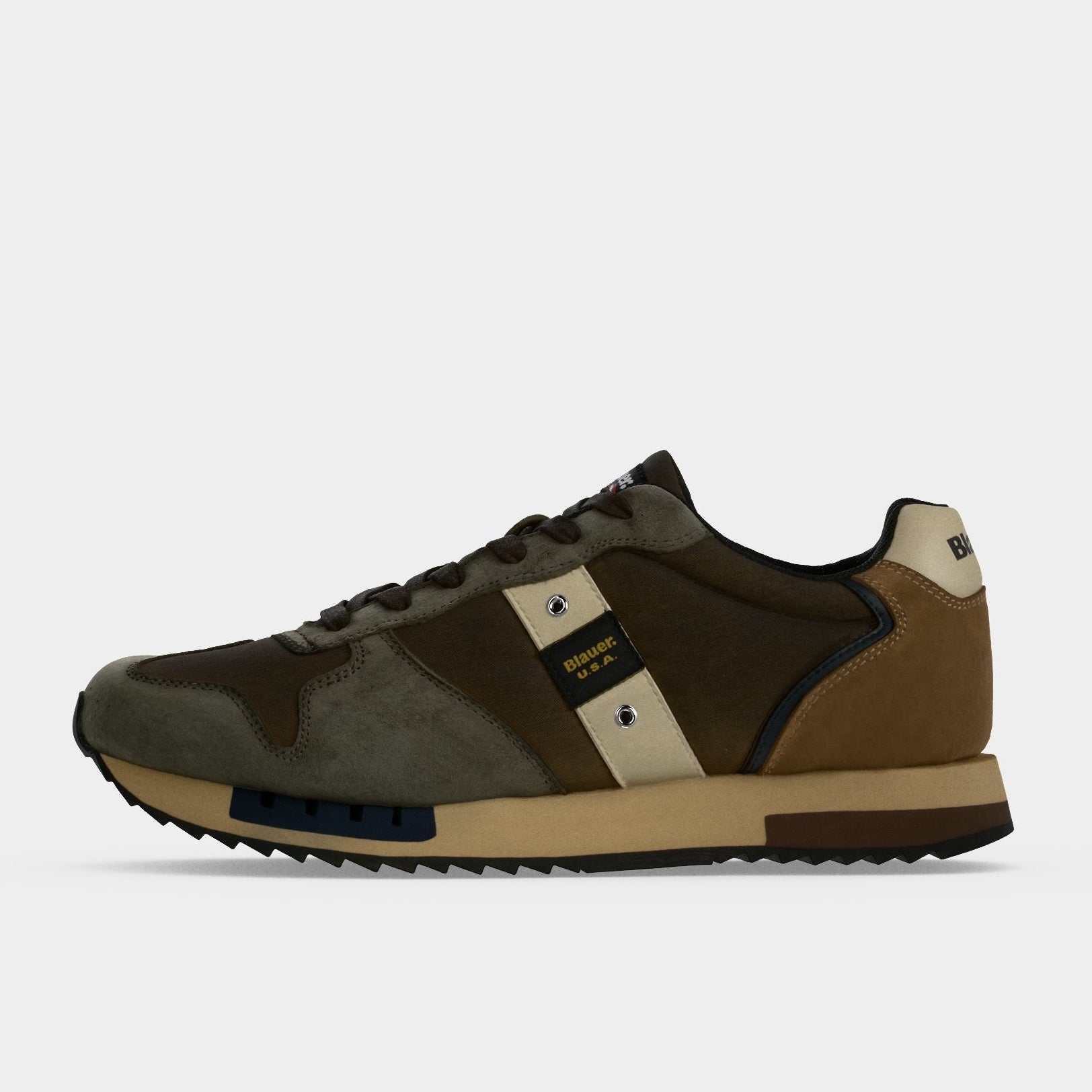 Мъжки маратонки Men’s sneakers Blauer F6QUEENS01WAX Brown / Military Green lateral view