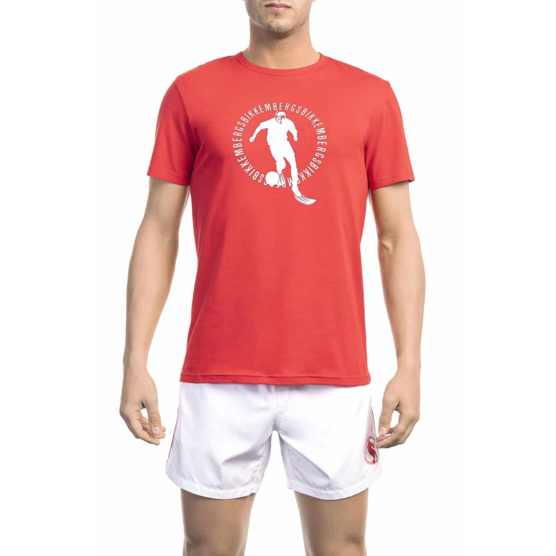 Мъжка тениска Men’s t-shirt Bikkembergs Beachwear PUPINO BKK1MTS02 Red front view
