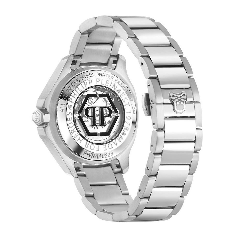 Мъжки часовник Men’s watch Philipp Plein Skeleton High-Conic Automatic PWRAA0223 Silver back view