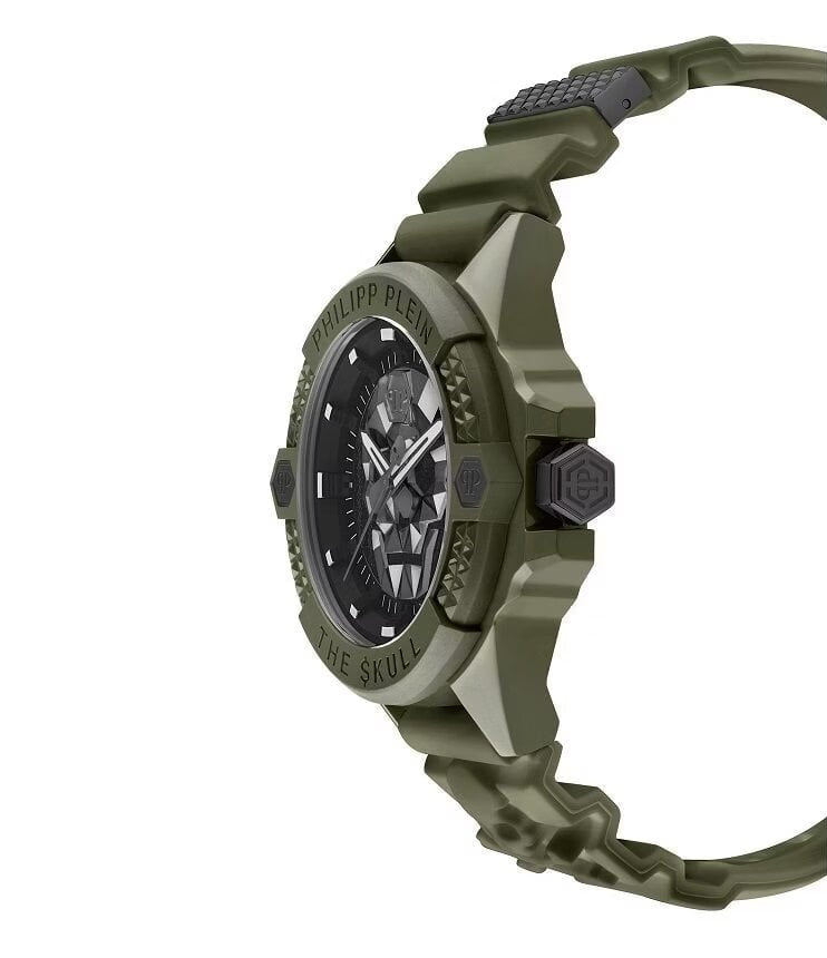 Мъжки часовник Men’s watch Philipp Plein THE SKULL ECOCERAMIC PWUBA0423 Military Green Side view