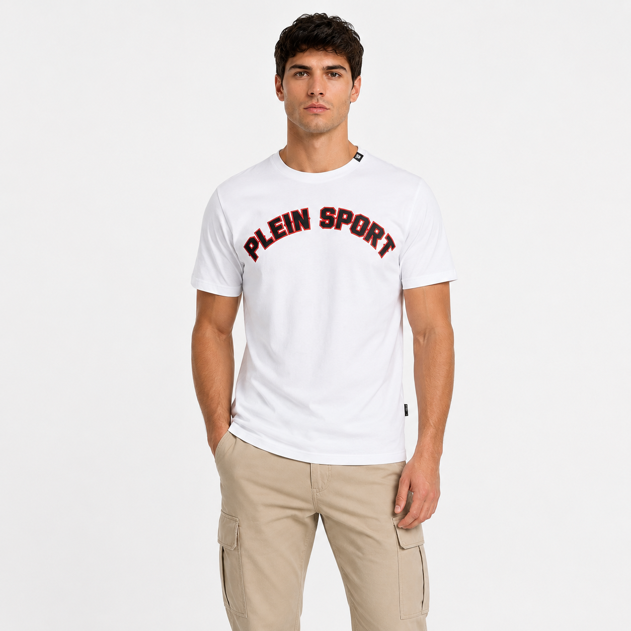 Мъжка бяла тениска Plein Sport Men T-shirt TIPS117 BIANCO 01 Front View