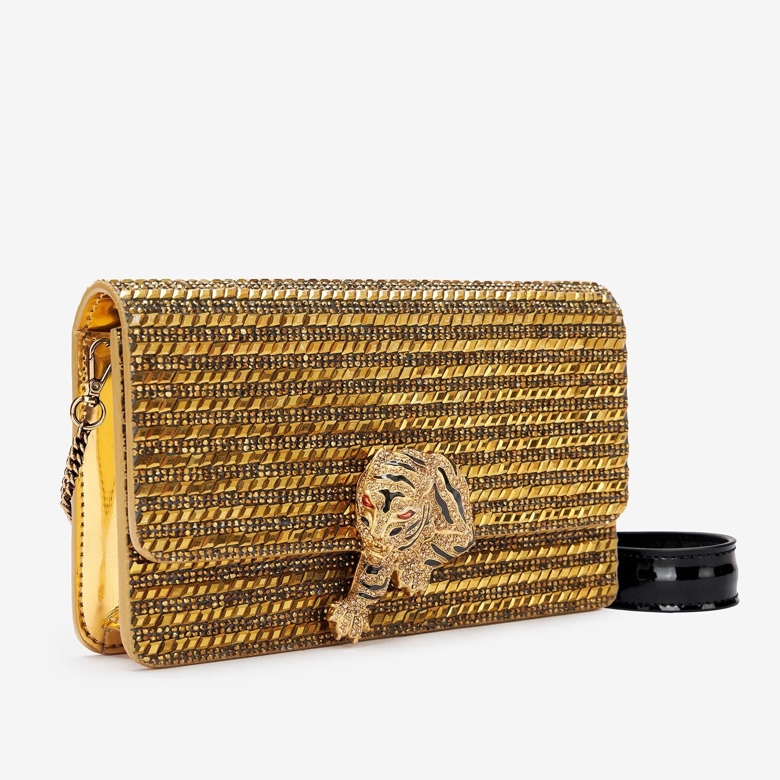 Дамска чанта Women’s clutch bag Roberto Cavalli TKB010 PZC98 00139 Golden angled view