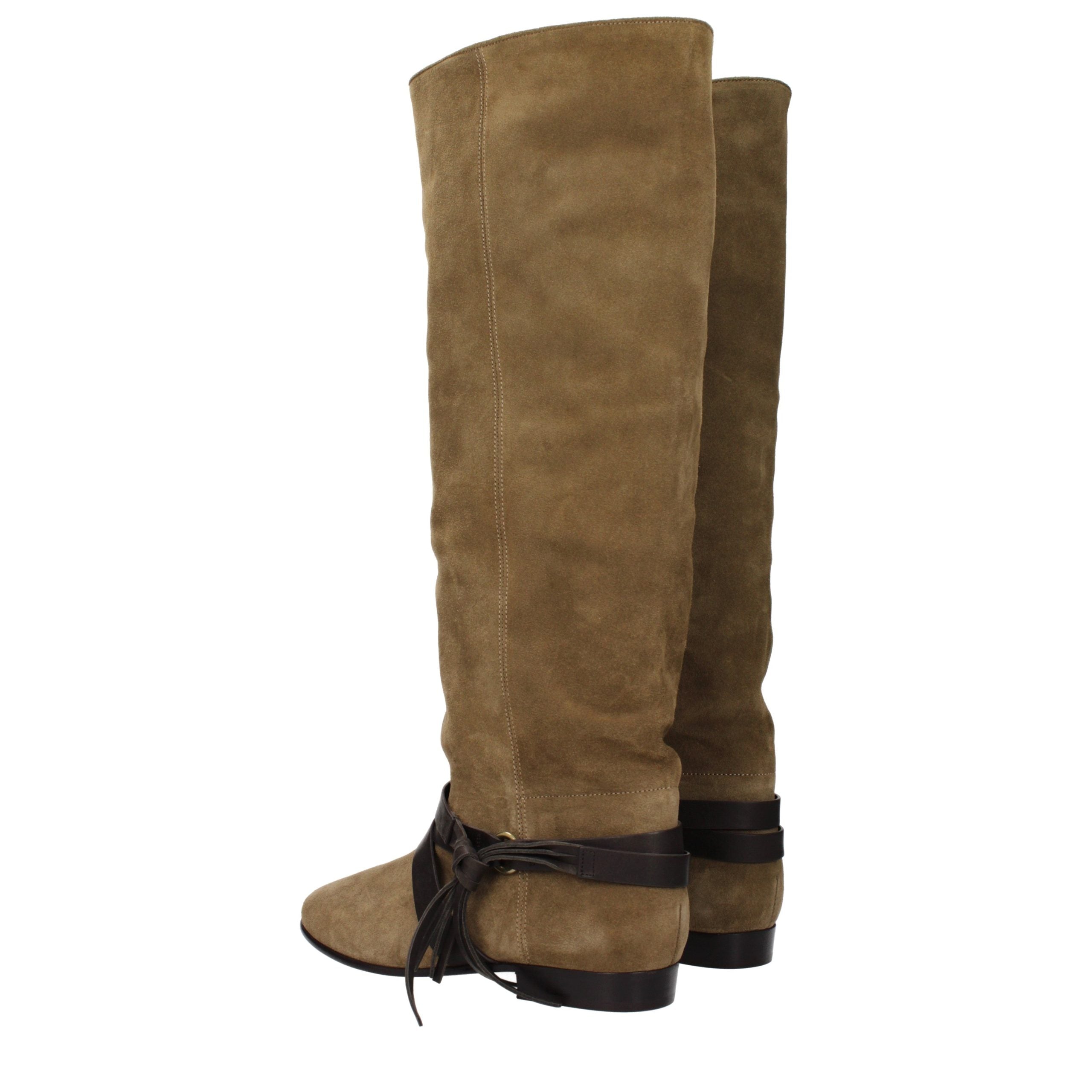 Дамски велурени ботуши чизми Women’s over-the-knee boots Isabel Marant Silmon BT0050FAC4A13S67DO Olive Green angled view