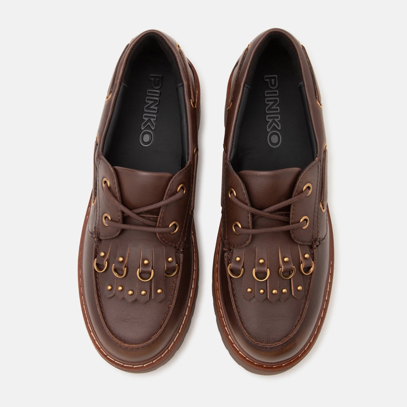 Дамски мокасини Women’s platform loafers Pinko Margaret 01 SD0561P056 L72 Brown lifestyle top view