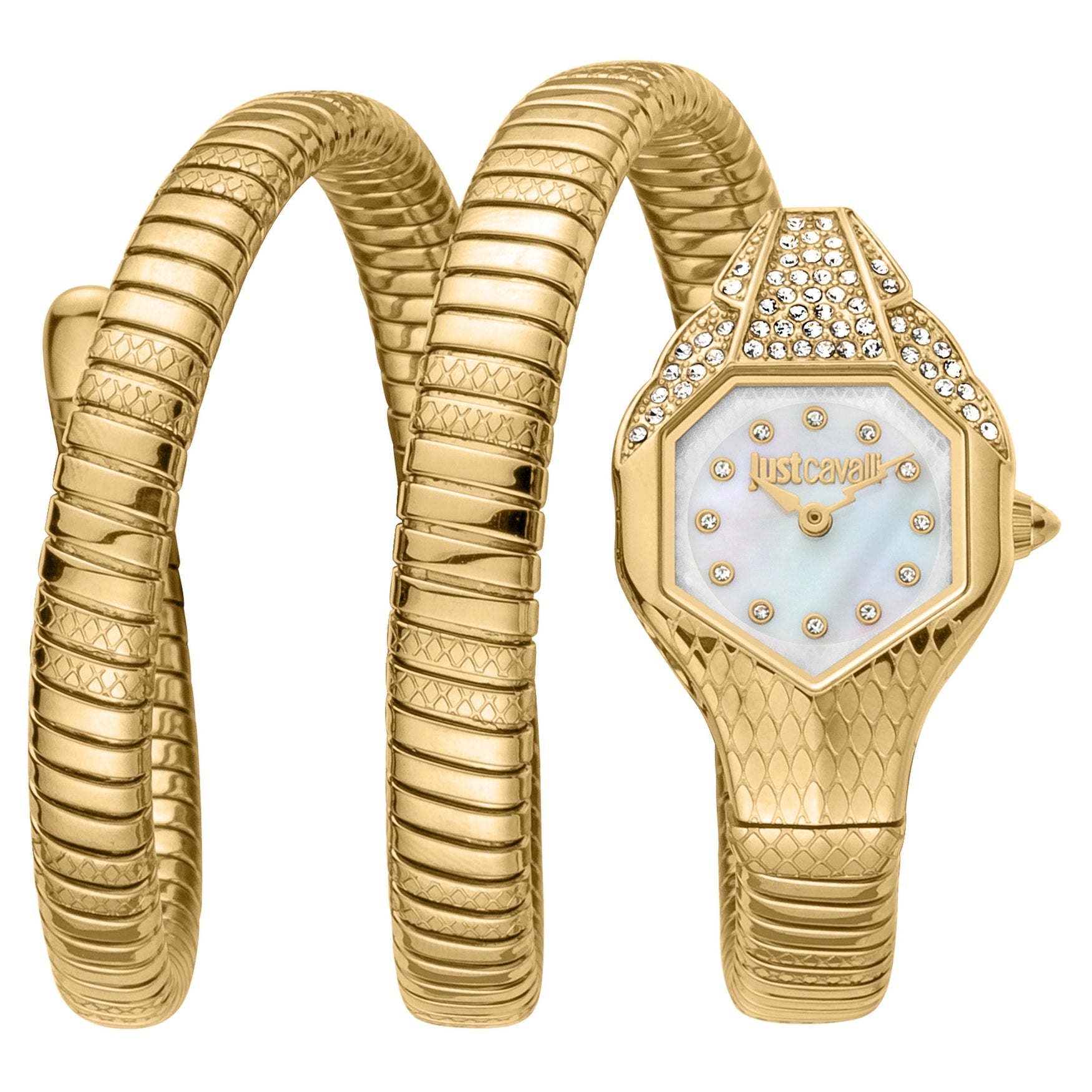 Дамски часовник Women’s watch Just Cavalli Glam Evo 7 Doppio JC1L193M0025 Gold front view